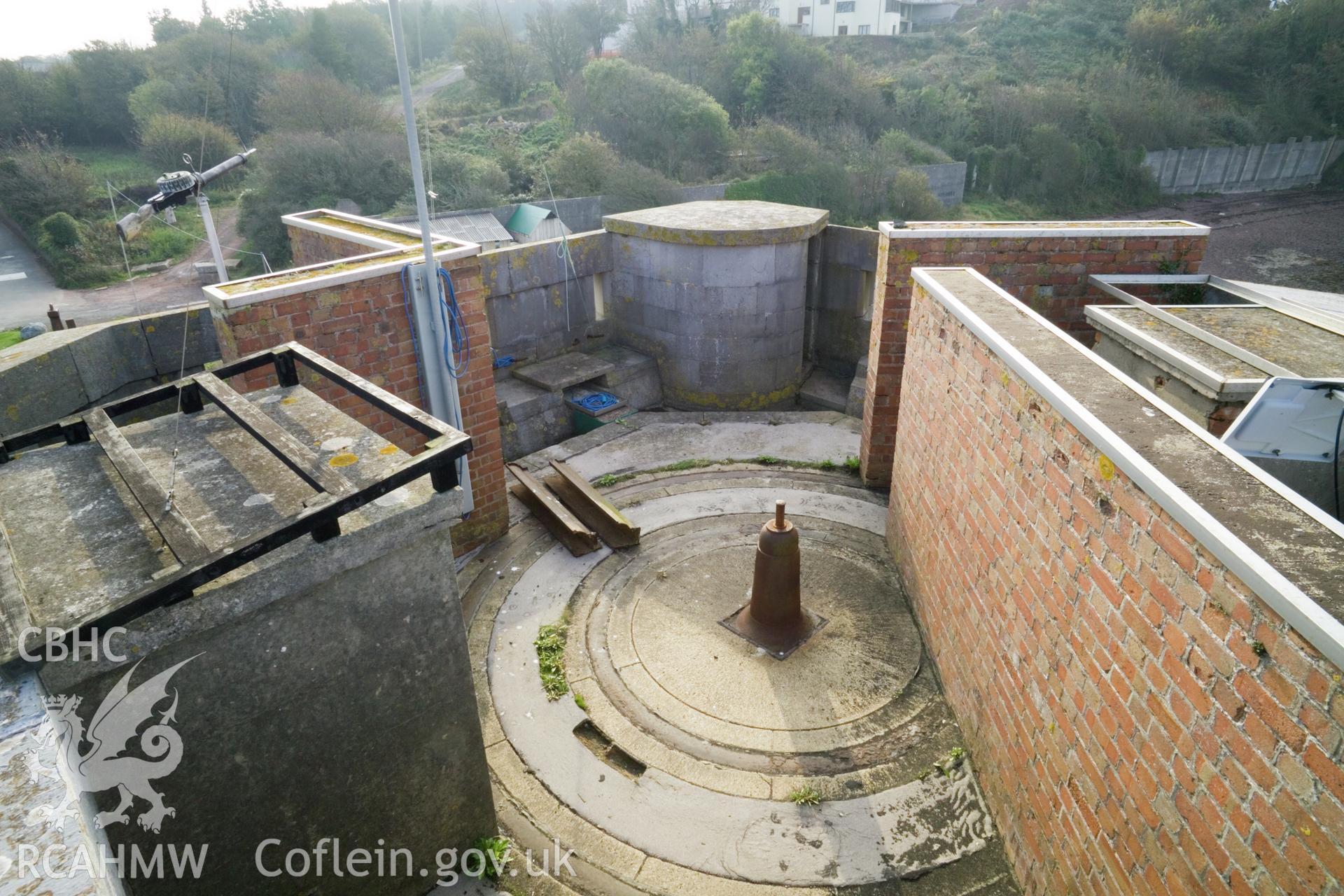 Original gun mounting on roof.