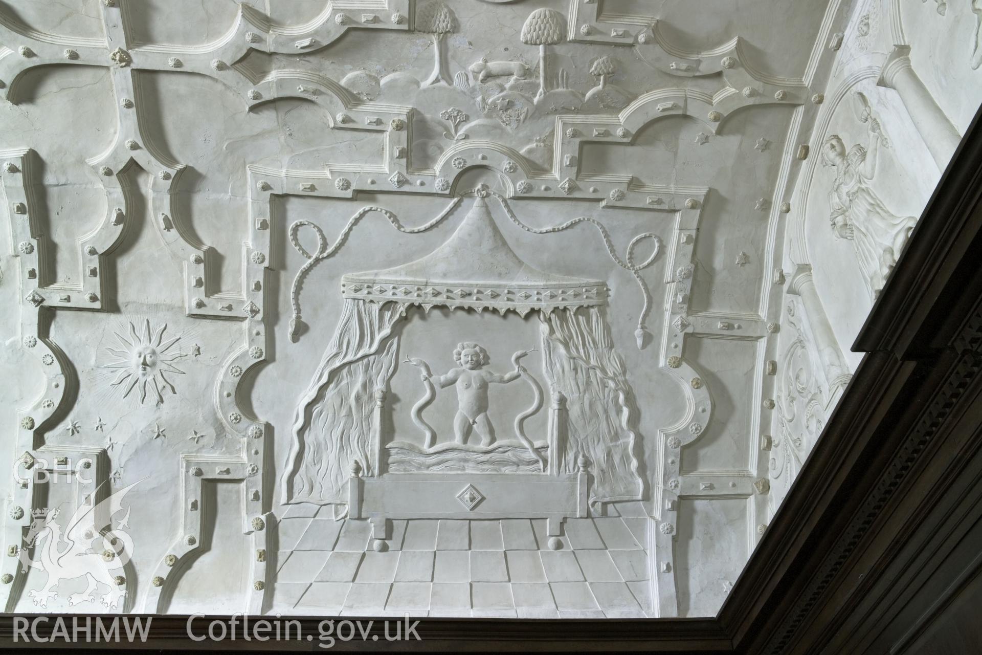 Interior of the Hall of Hercules, ceiling detail.