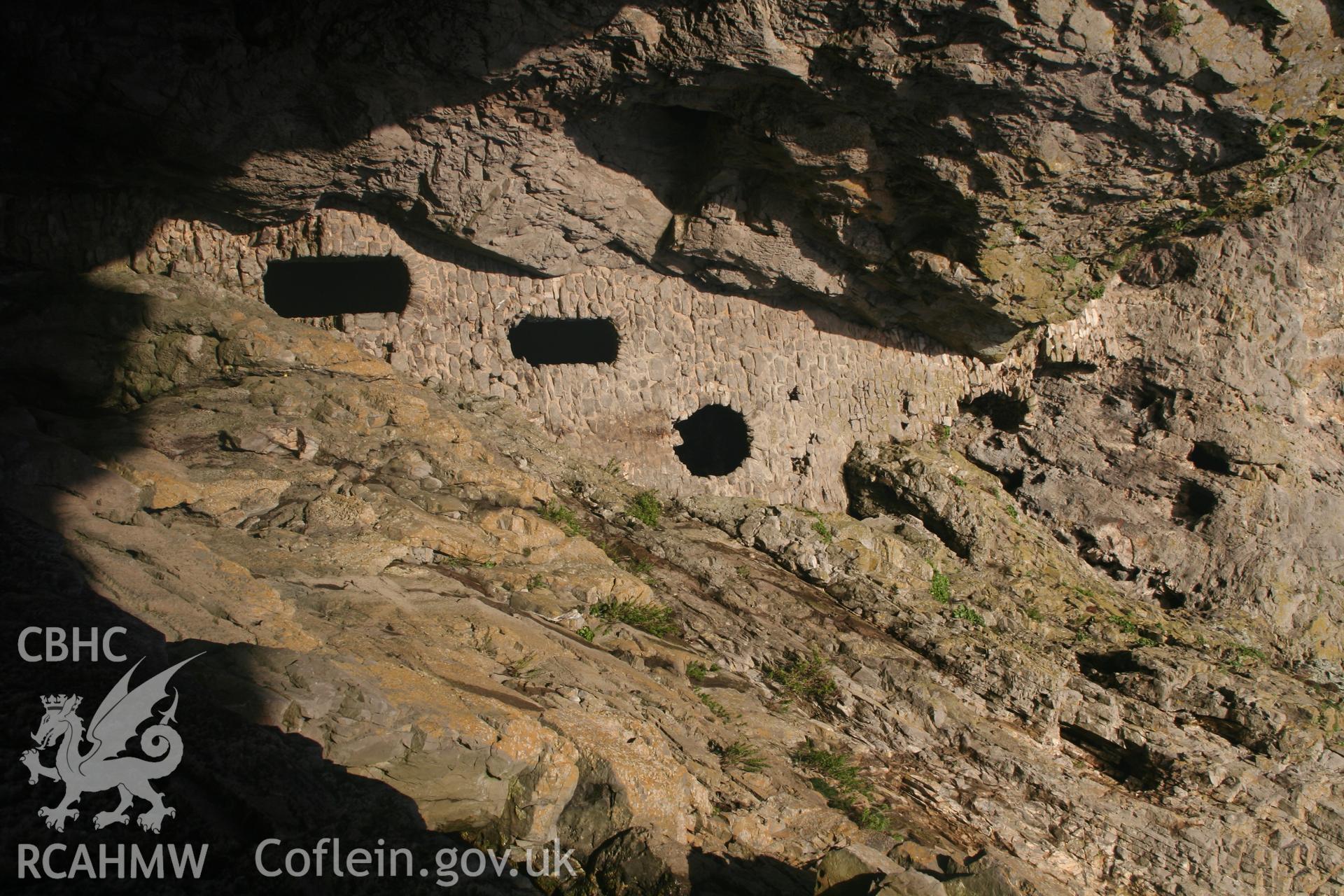 Culver Hole Dovecote. Elevation; lower extent in shadow.