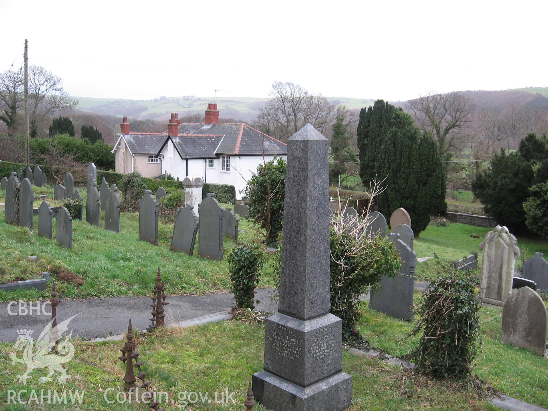 Capel Penllwyn, site of cist burial. General view of cemetery.