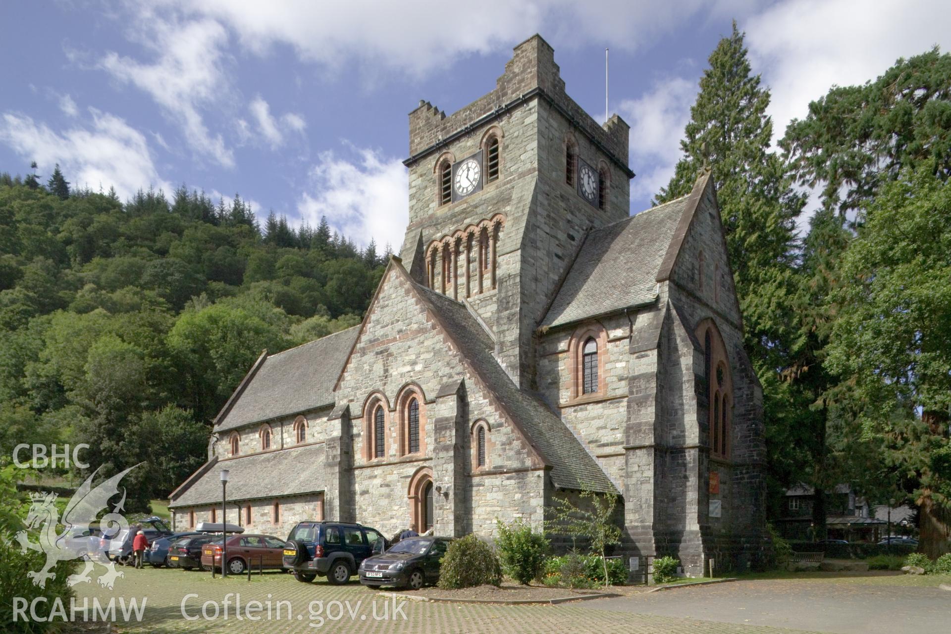 Exterior from the east, bright sun.