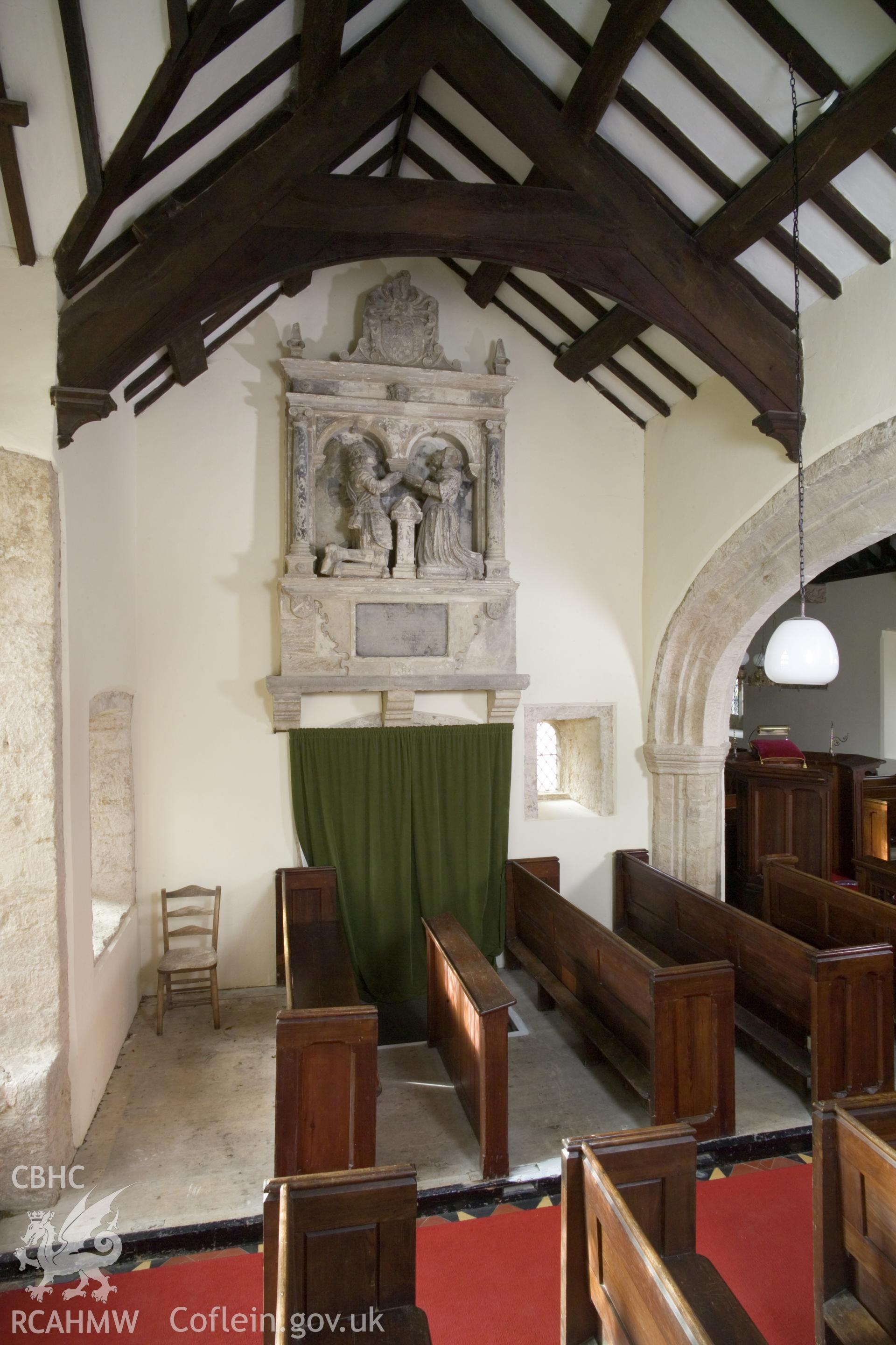 Memorial in chapel from the east northeast.