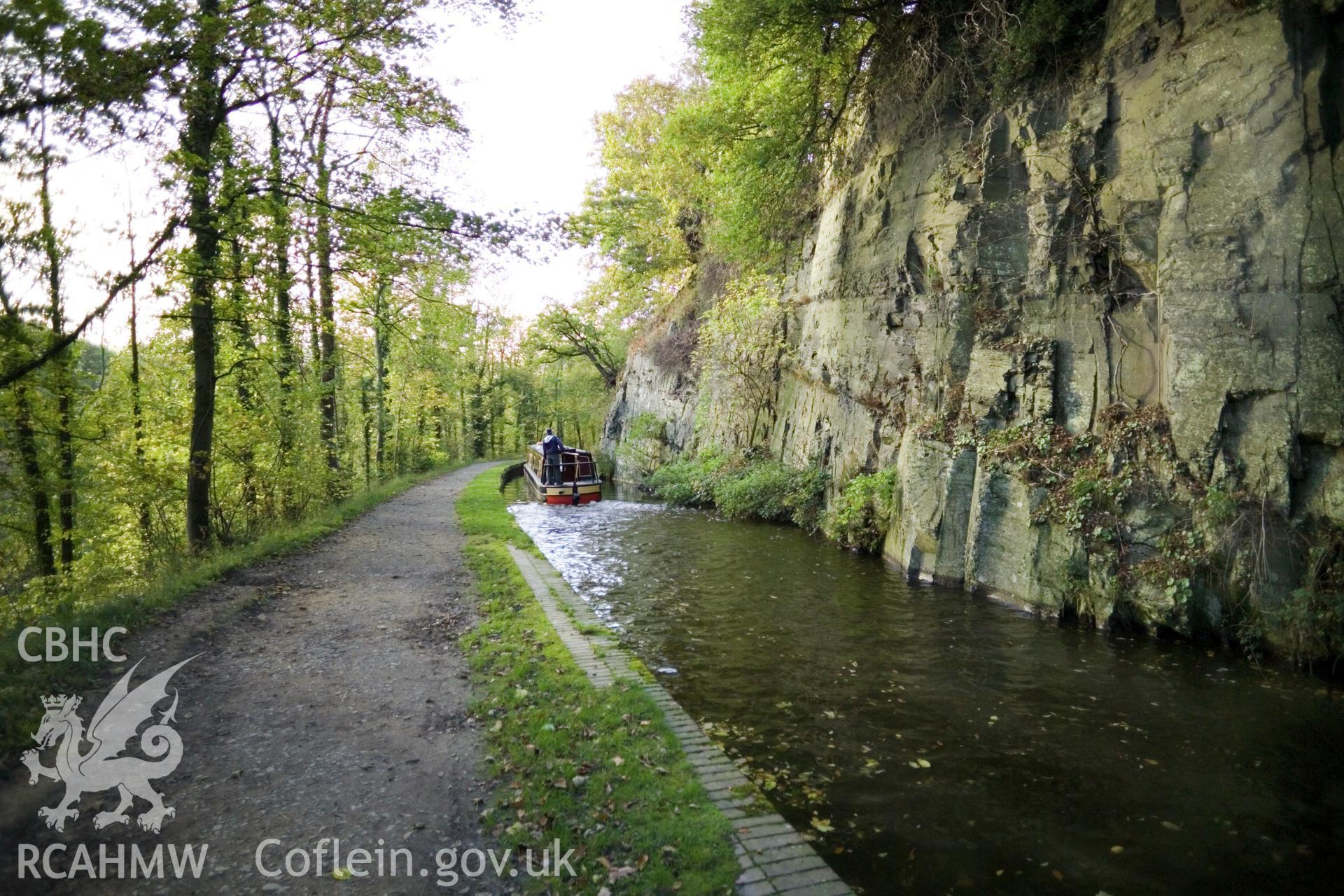 View from east with canal boat.