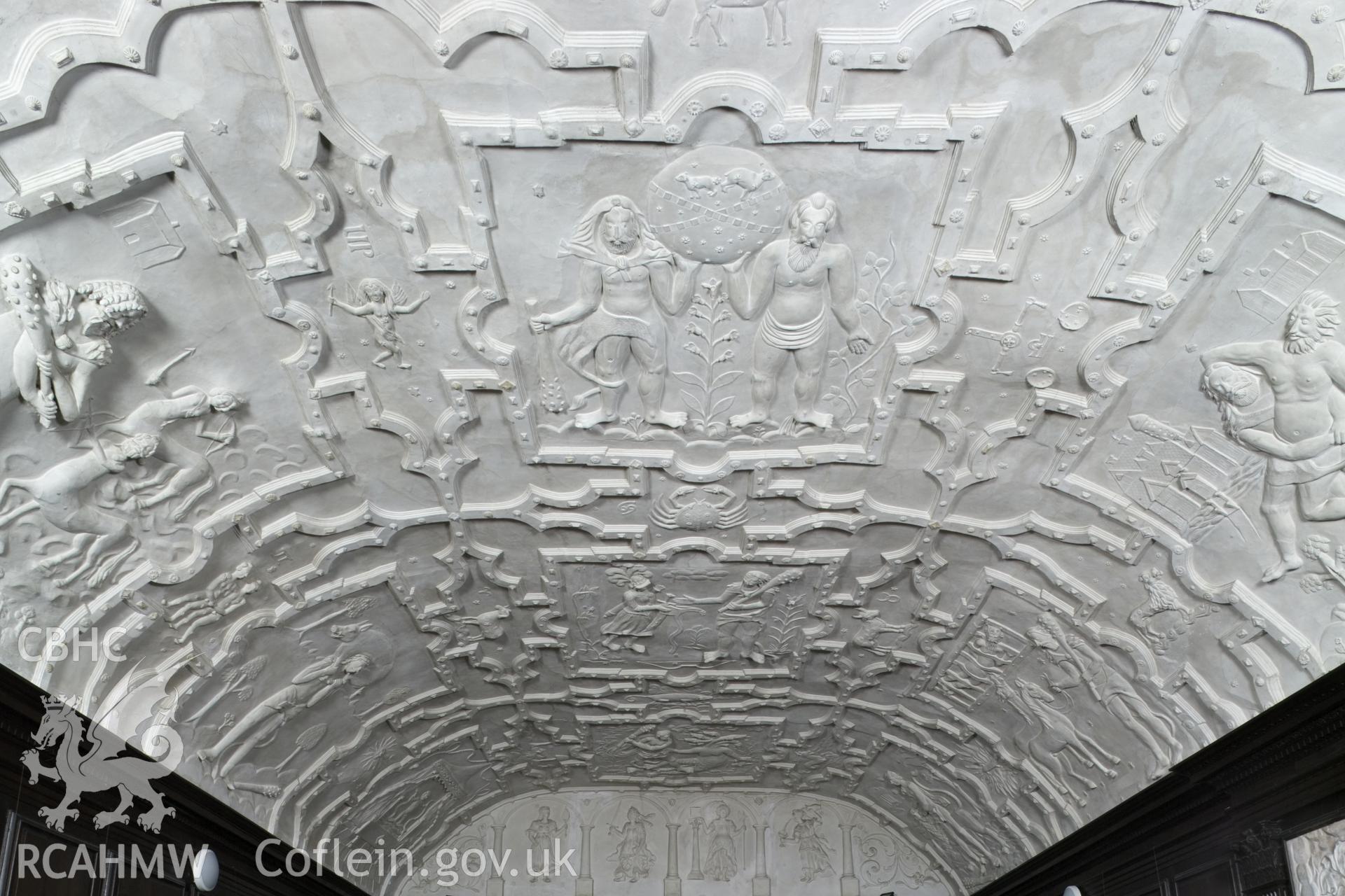 Interior of the Hall of Hercules, ceiling looking north.