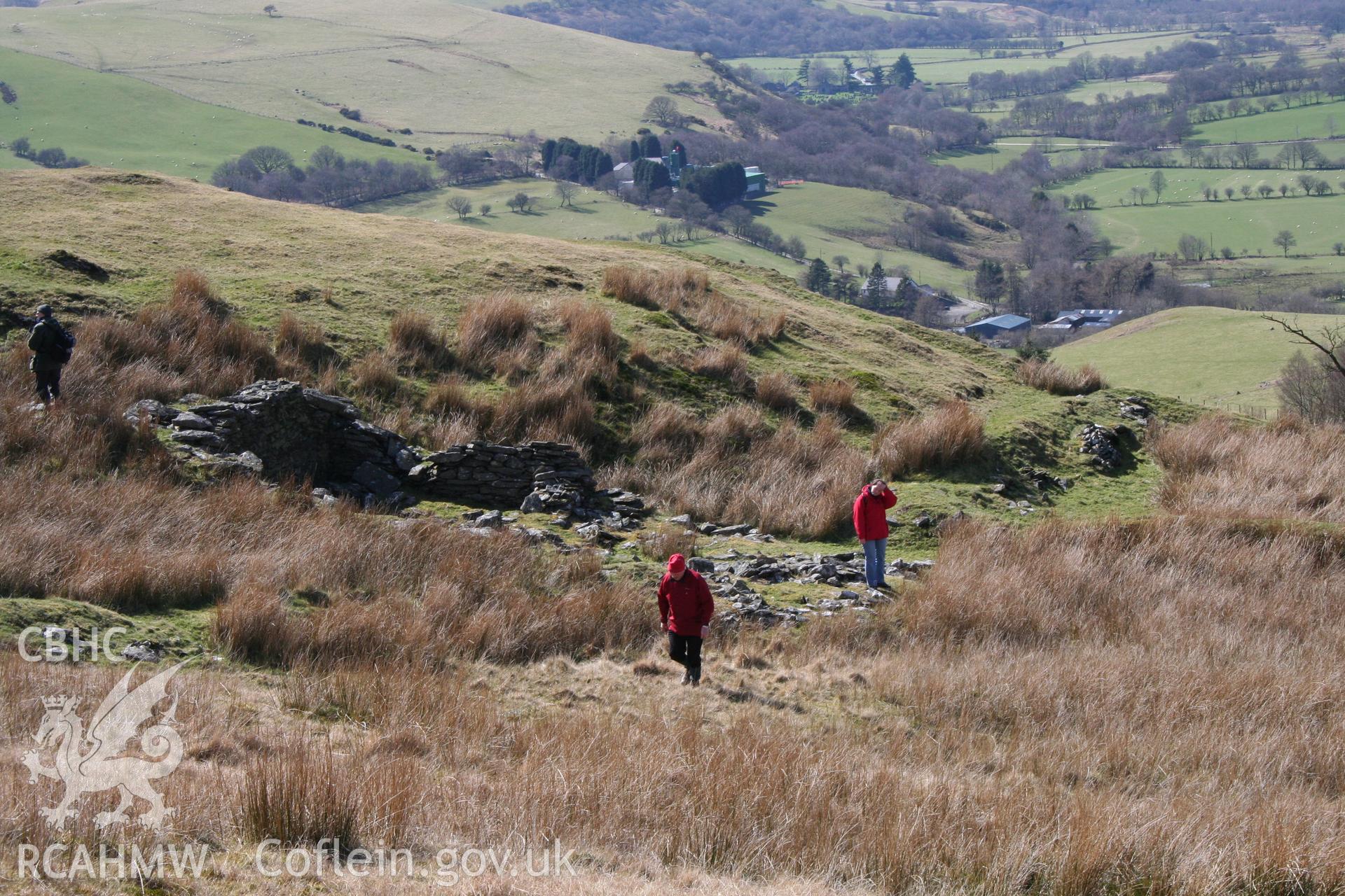 Looking across Pantglas to the remains of the house from the north-east