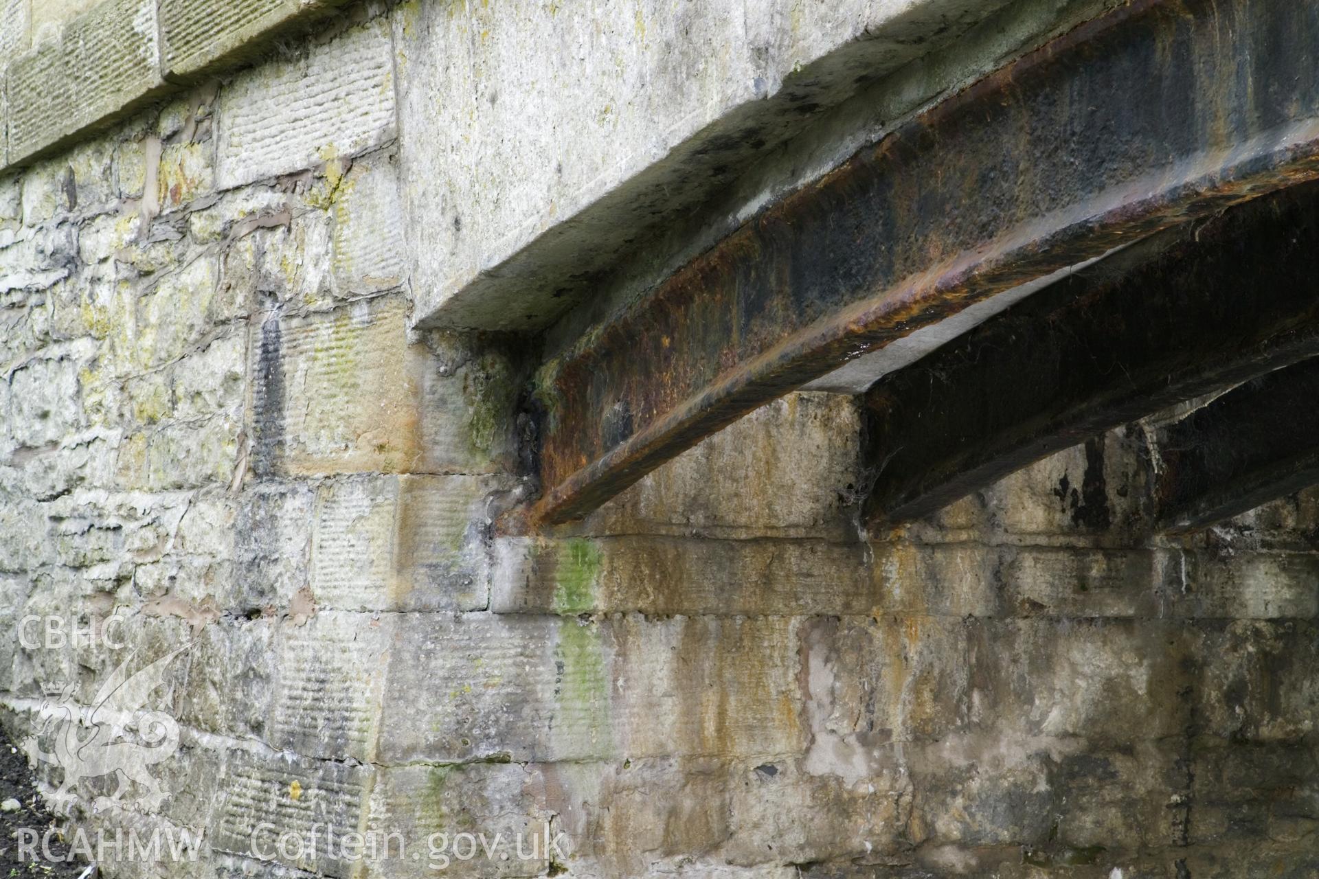 Detail of cast ironwork under bridge on south side.