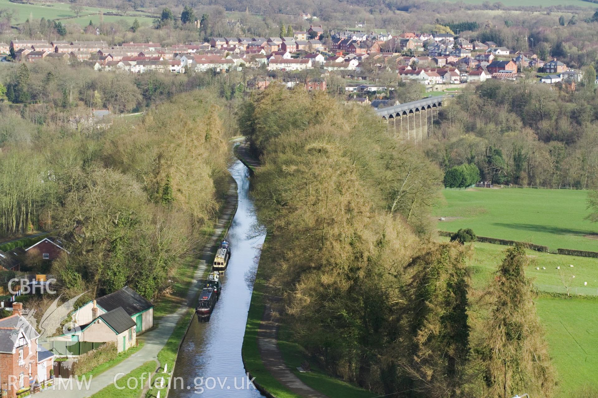 Embankment and aqueduct, high viewpoint from south.