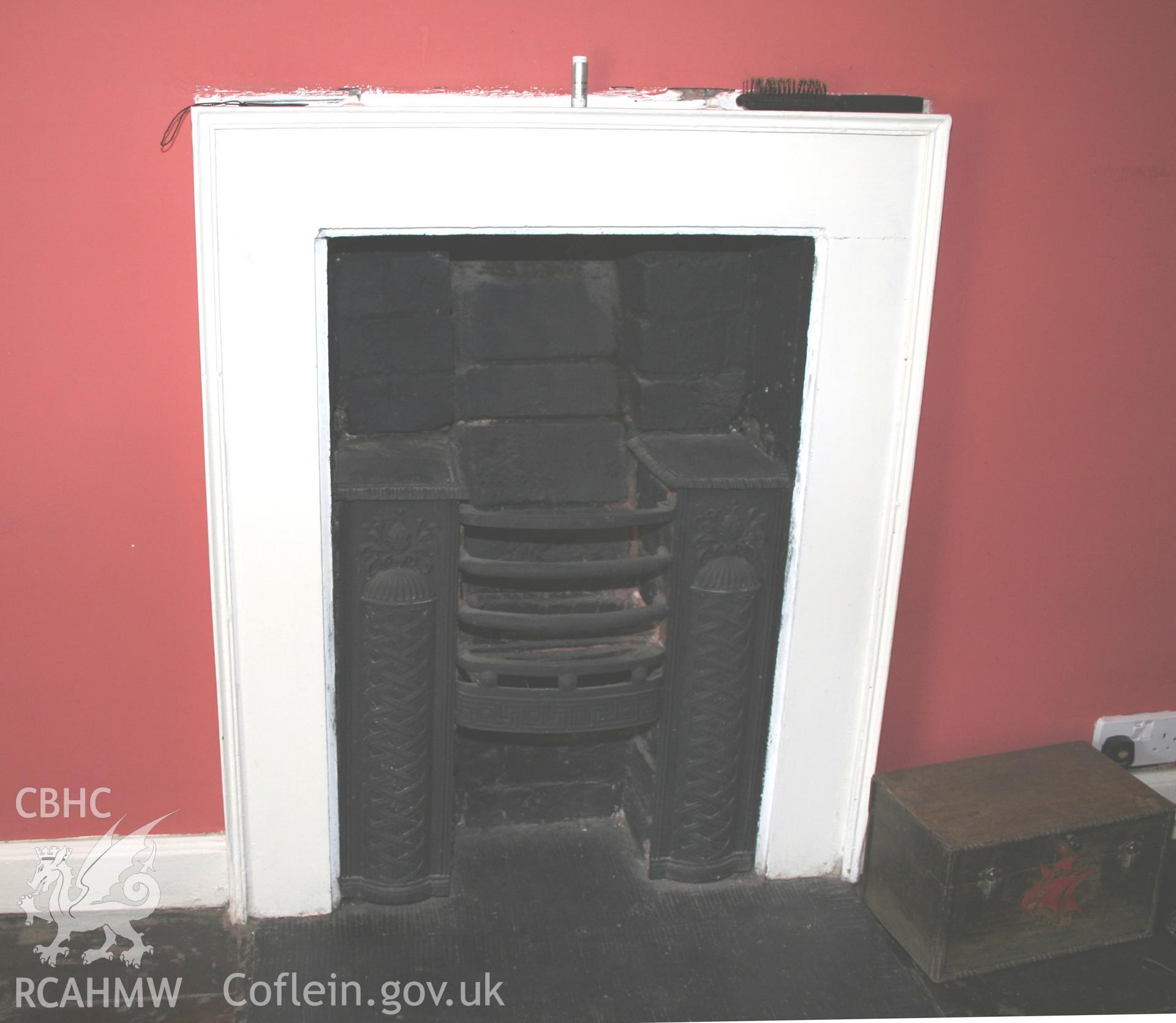 Wood bank Cottage Pontcysyllte. Interior, fireplace to first-floor over living-room.