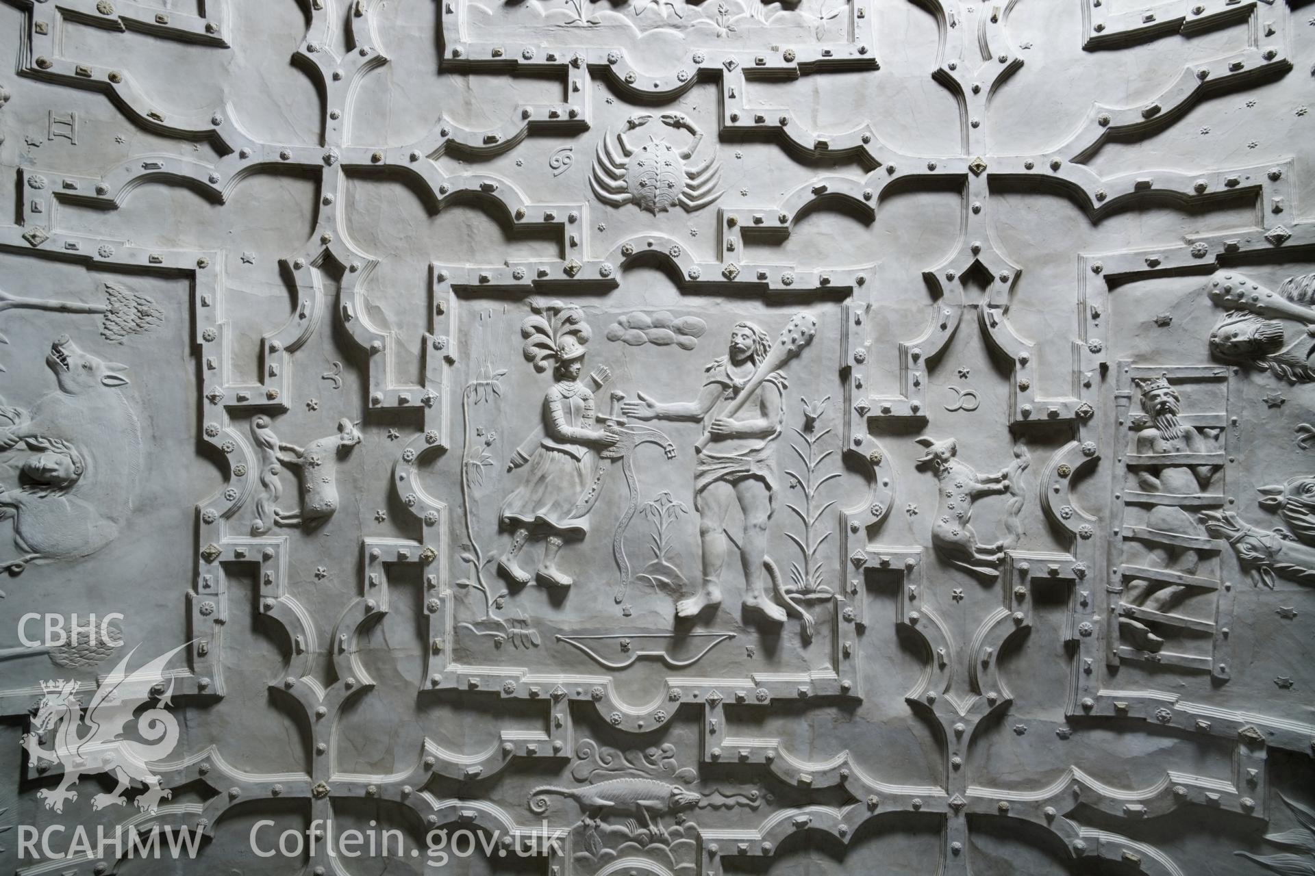 Interior of the Hall of Hercules, ceiling detail.