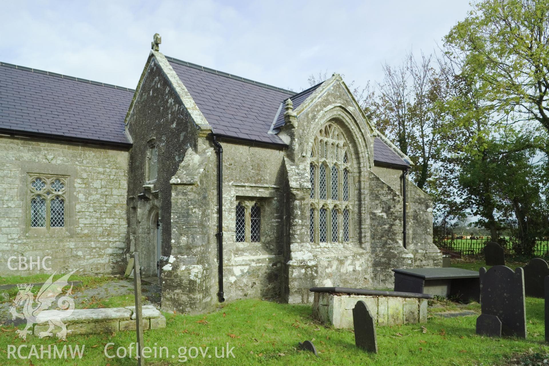 Exterior of side chapel from the south southwest.