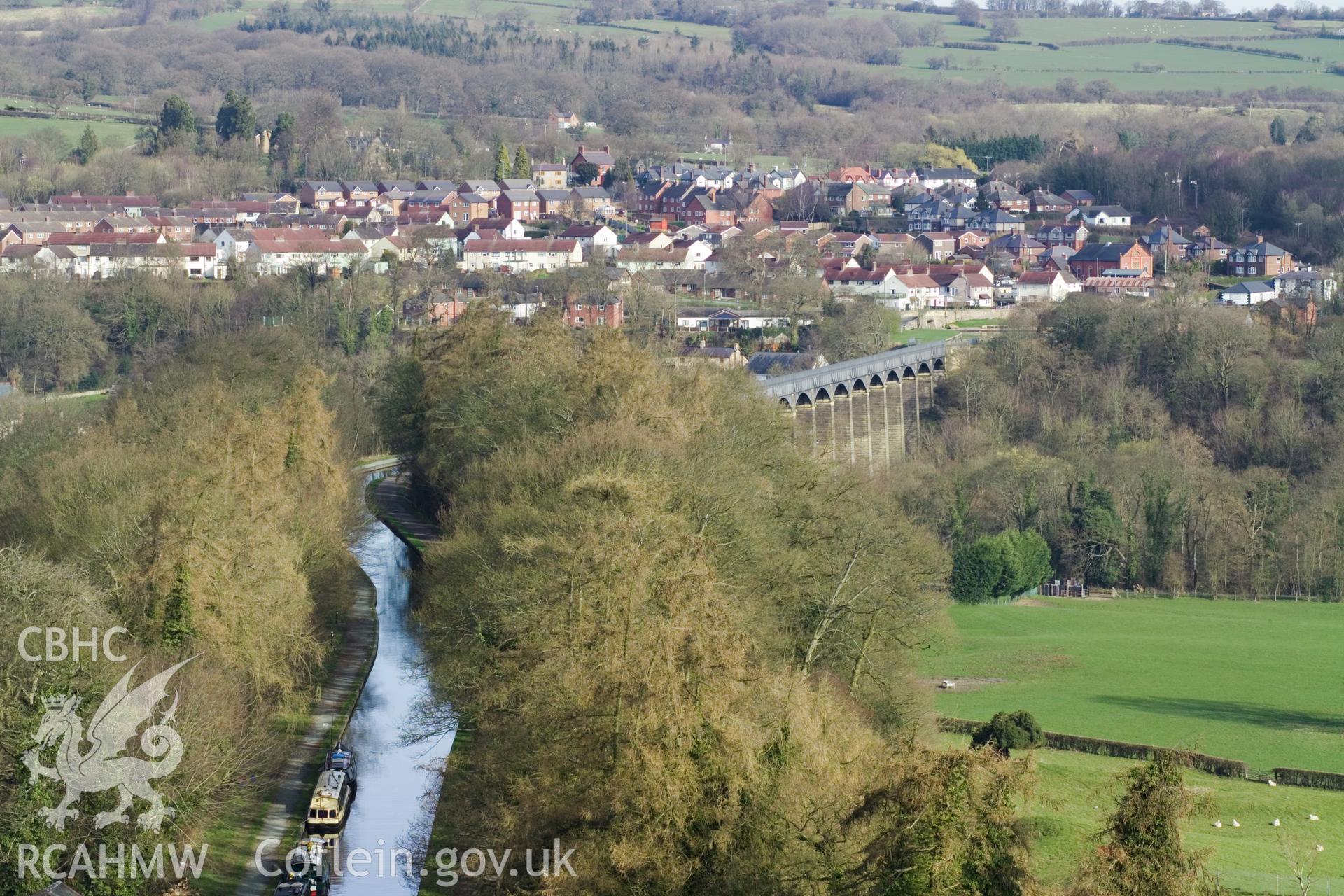 Embankment and aqueduct, high viewpoint from south.