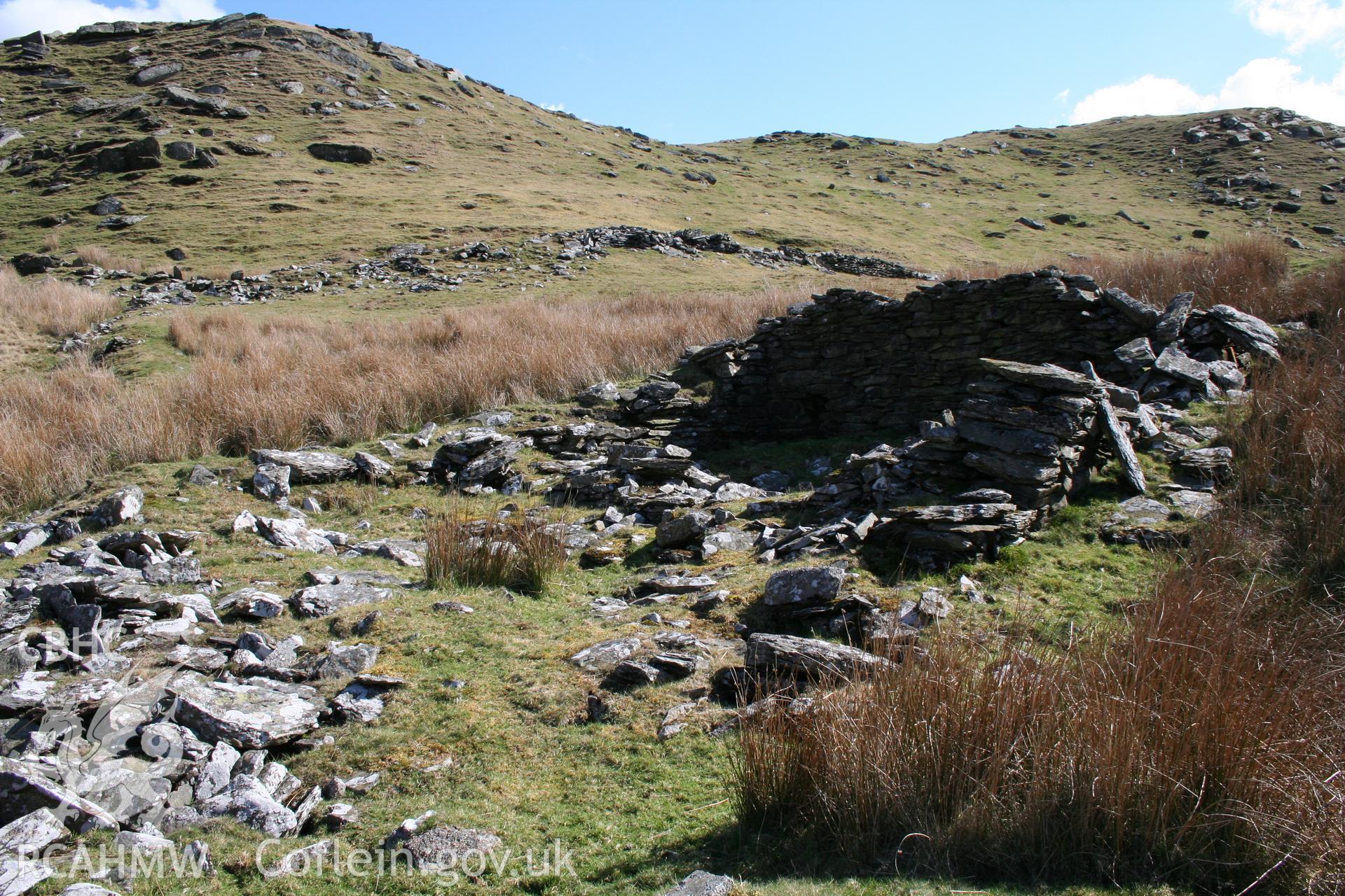 Remains of the house at Pantglas from the north-west