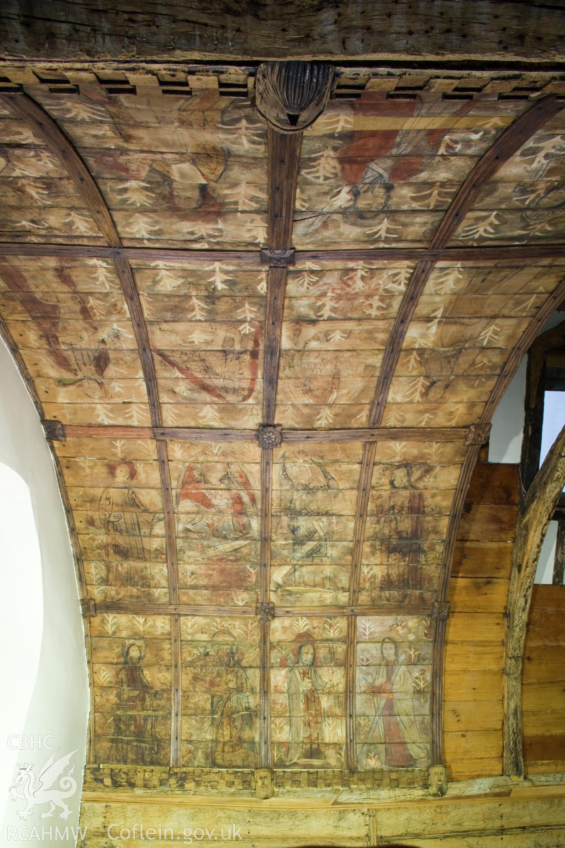 View of barrel roof over altar, from the north.