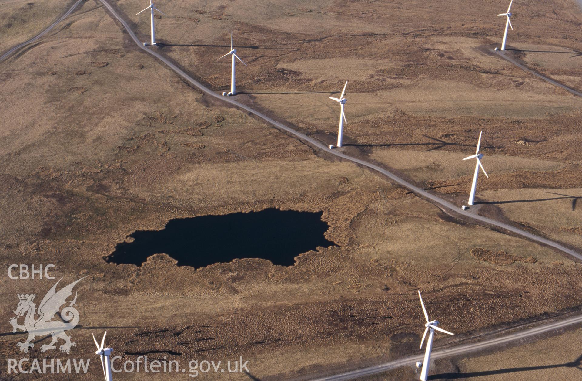 RCAHMW colour slide aerial photograph of Llidiart y Waen. Taken by C R Musson on 23/03/1995