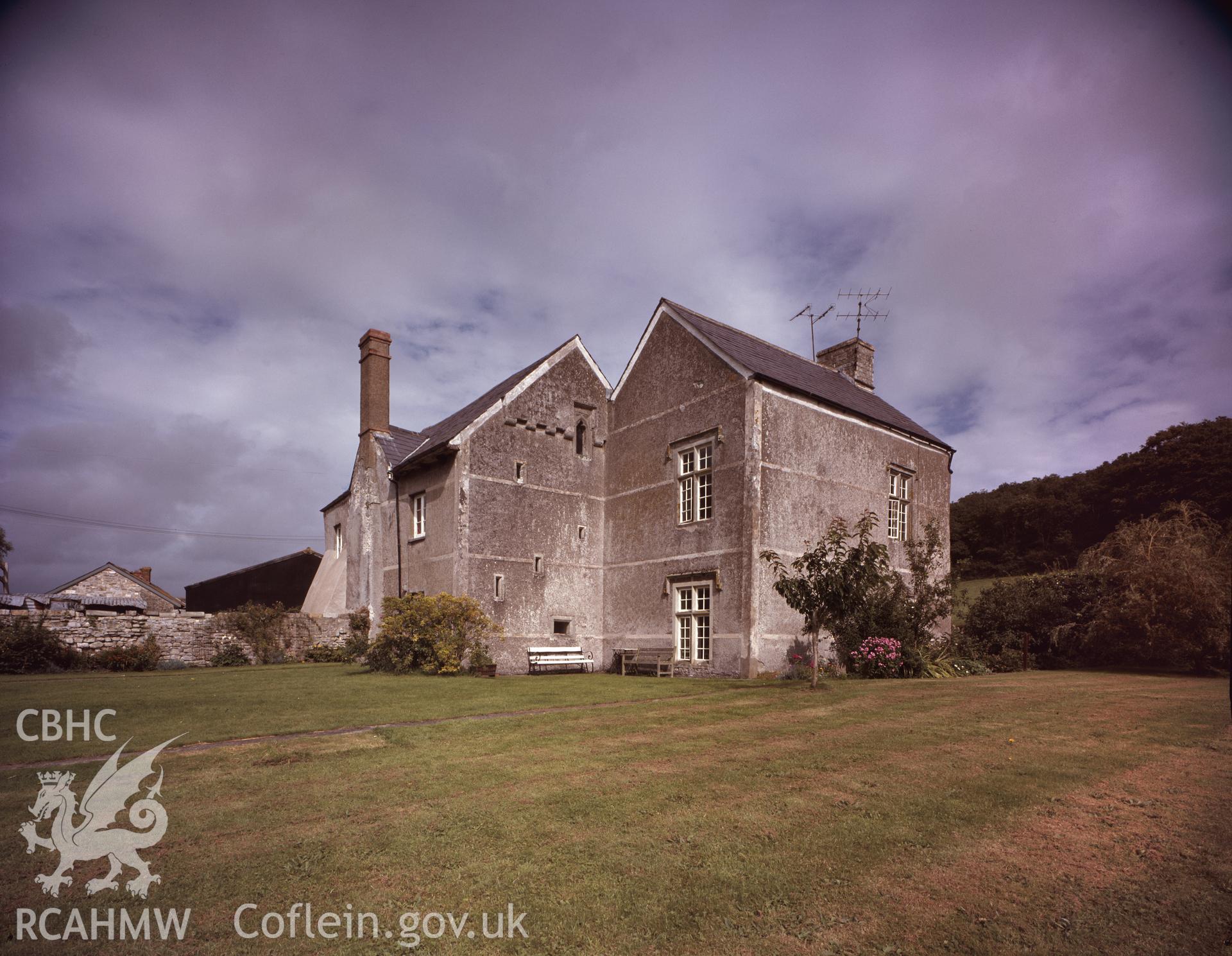 RCAHMW colour transparency showing Garn-lwyd Farmhouse taken by RCAHMW, undated.