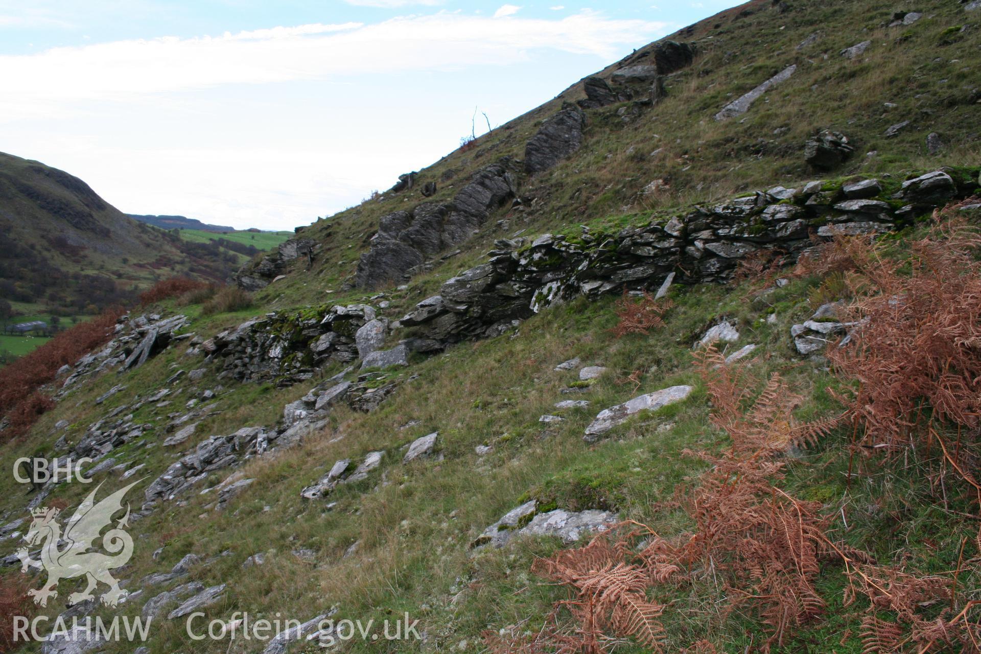 Section of trackway revetment wall from the south