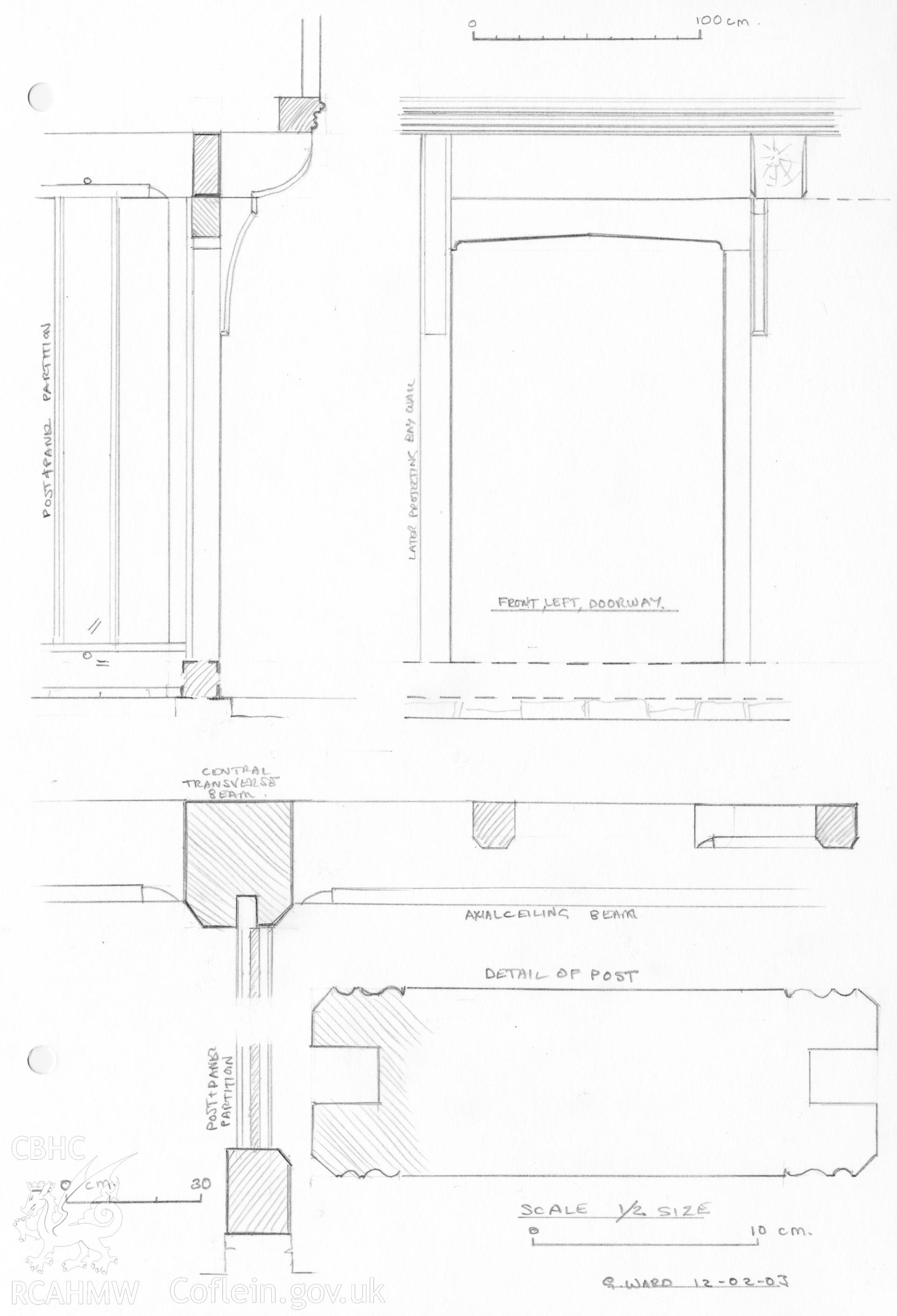 Golden Lion, Back Row, Denbigh;   measured detail drawings produced by Geoff Ward, February 2003.