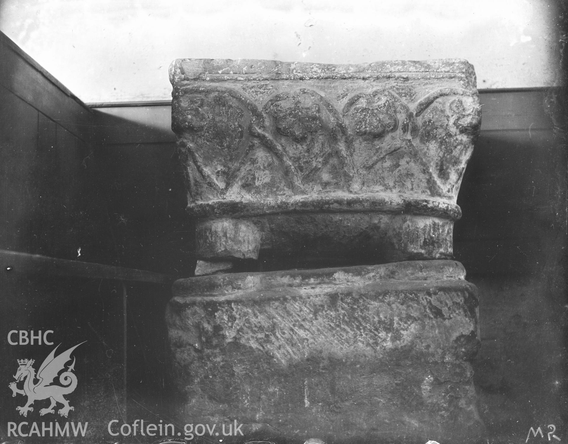 Interior view showing the font at Gwaunysgor Church.