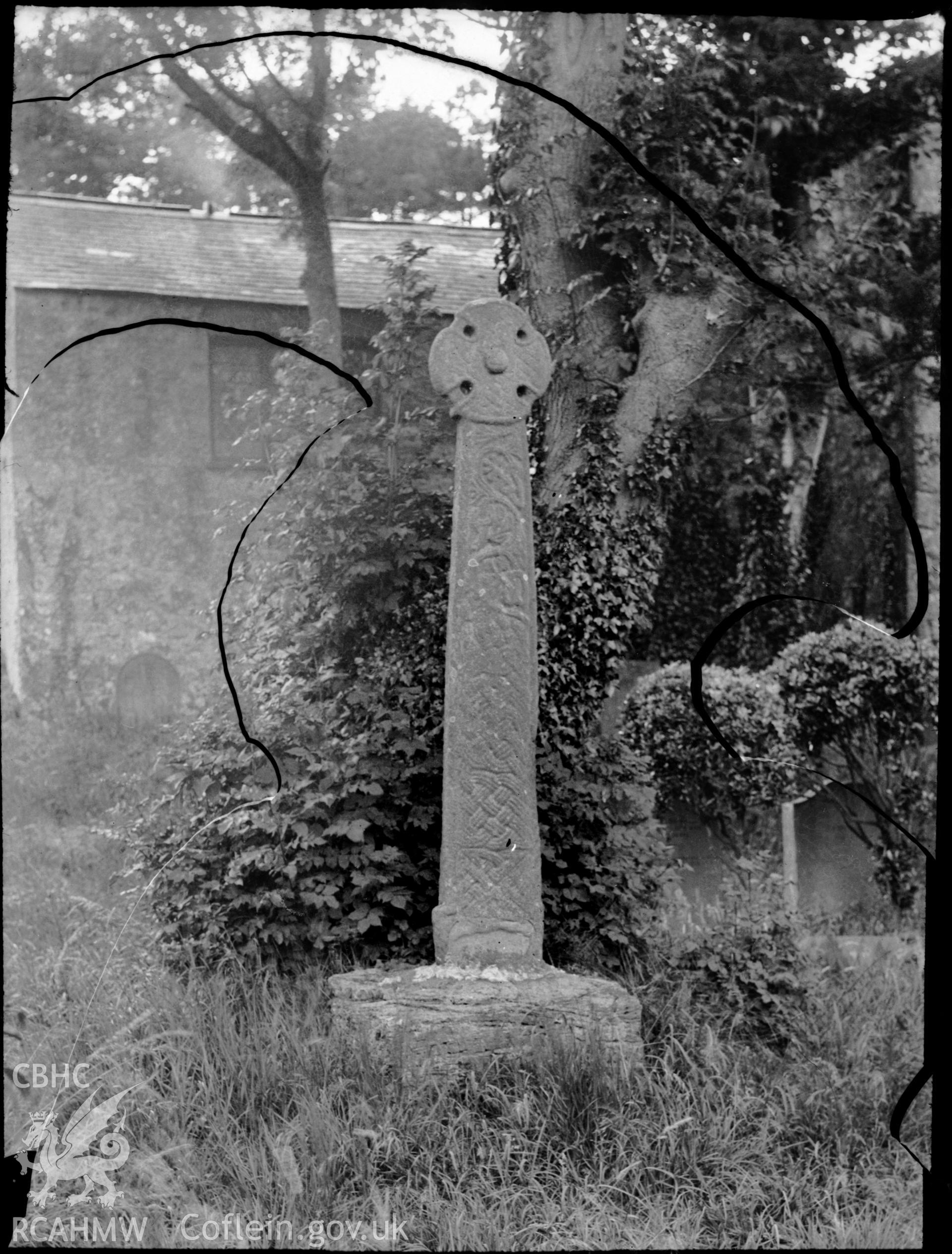 Black and white photo showing Penally Cross.