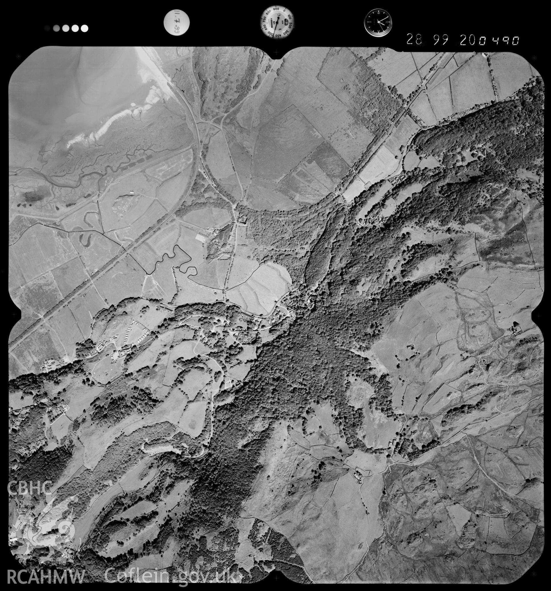 Digitized copy of an aerial photograph showing the Fairbourne area taken by Ordnance Survey,  1999.