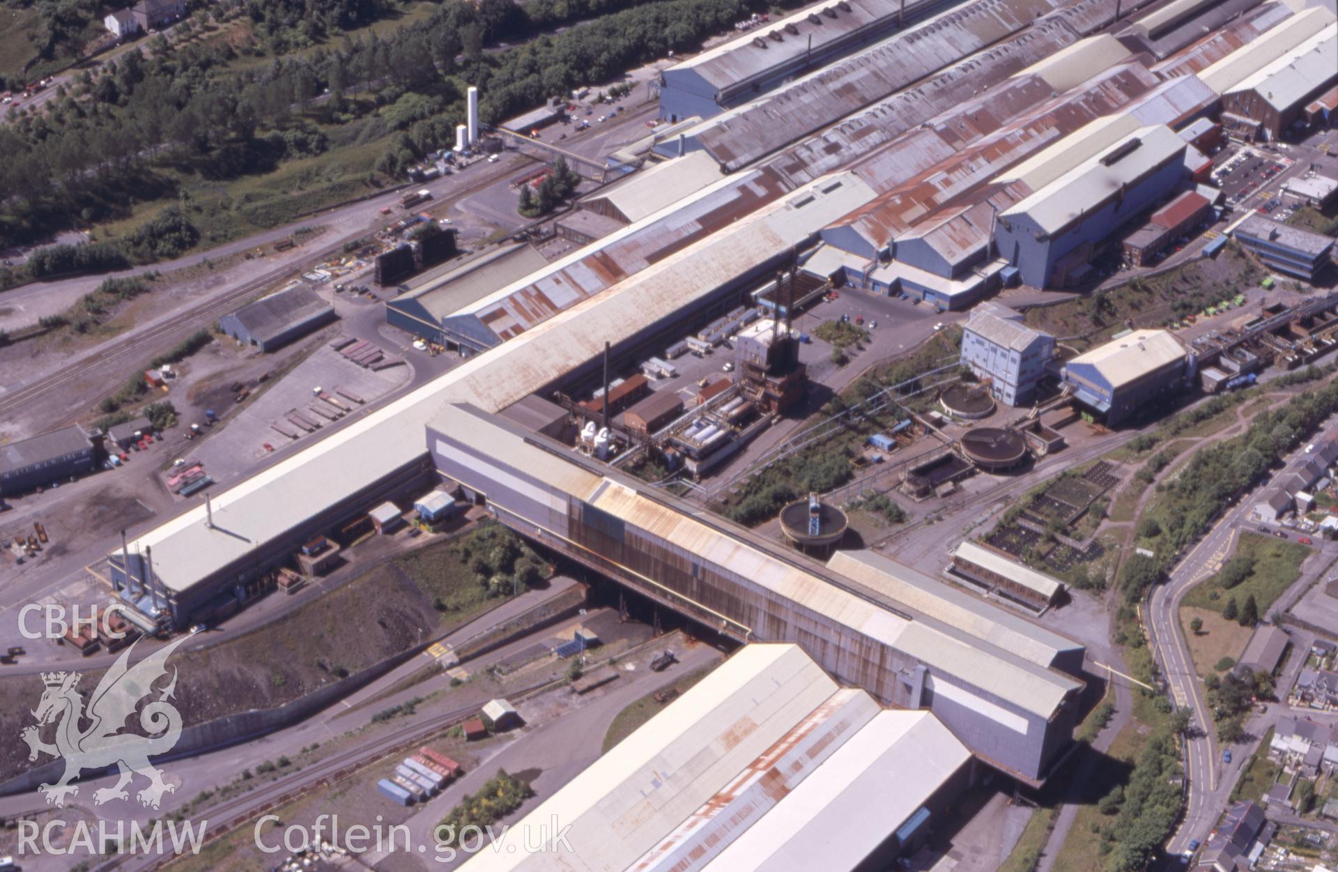 Slide of RCAHMW colour oblique aerial photograph of Ebbw Vale Steelworks taken by T.G. Driver, 2001.