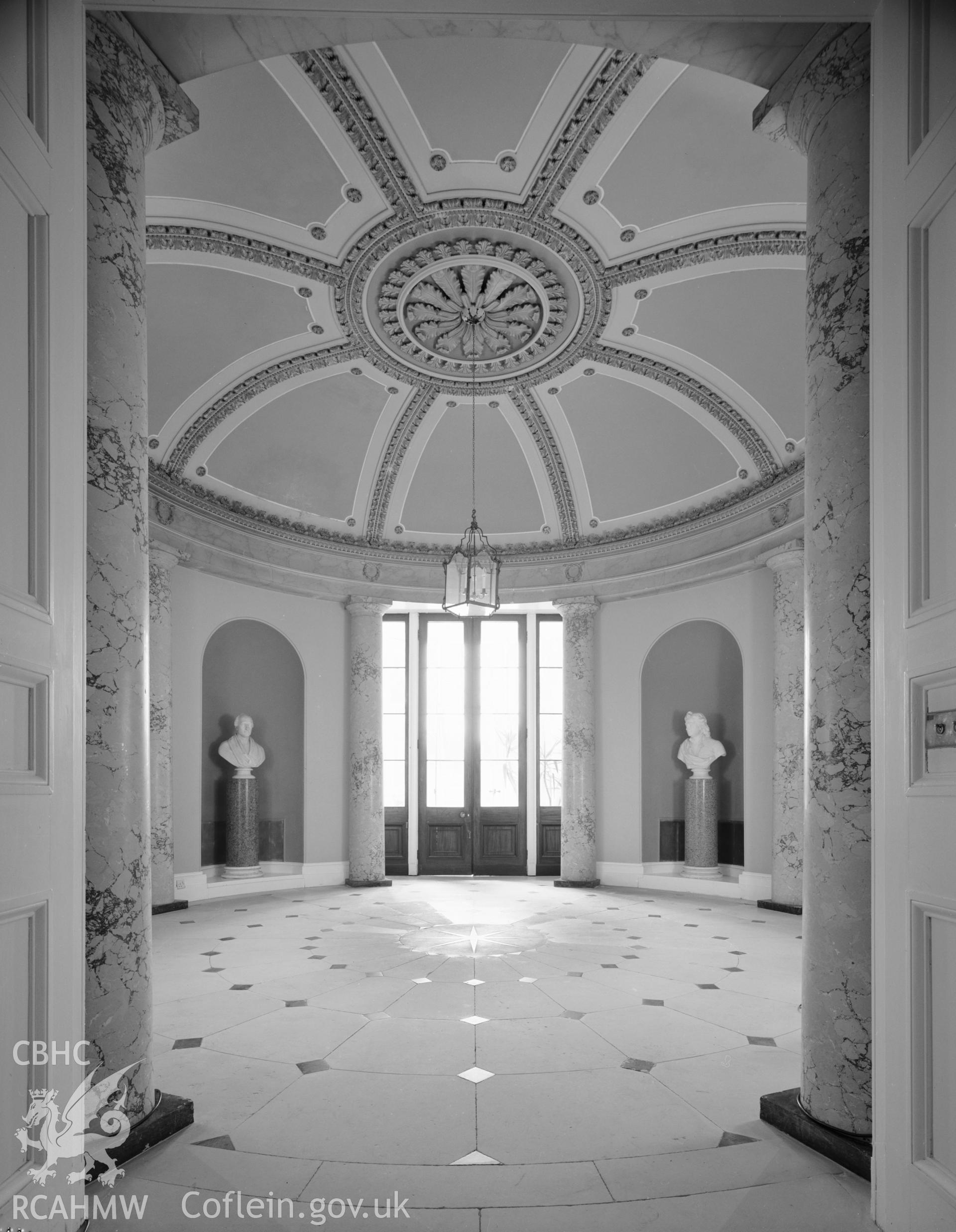 Interior view showing the entrance hall at Clytha House.