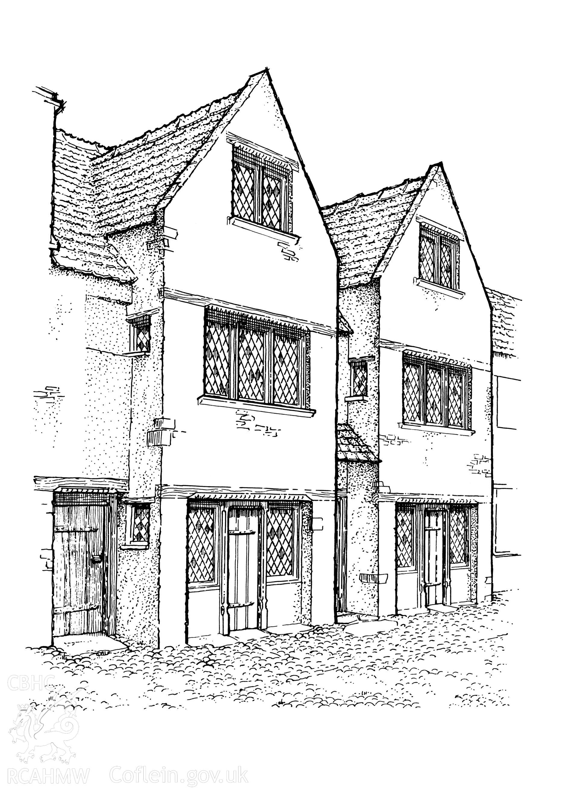 RCAHMW drawing showing detail at Crosskeys, Swansea.