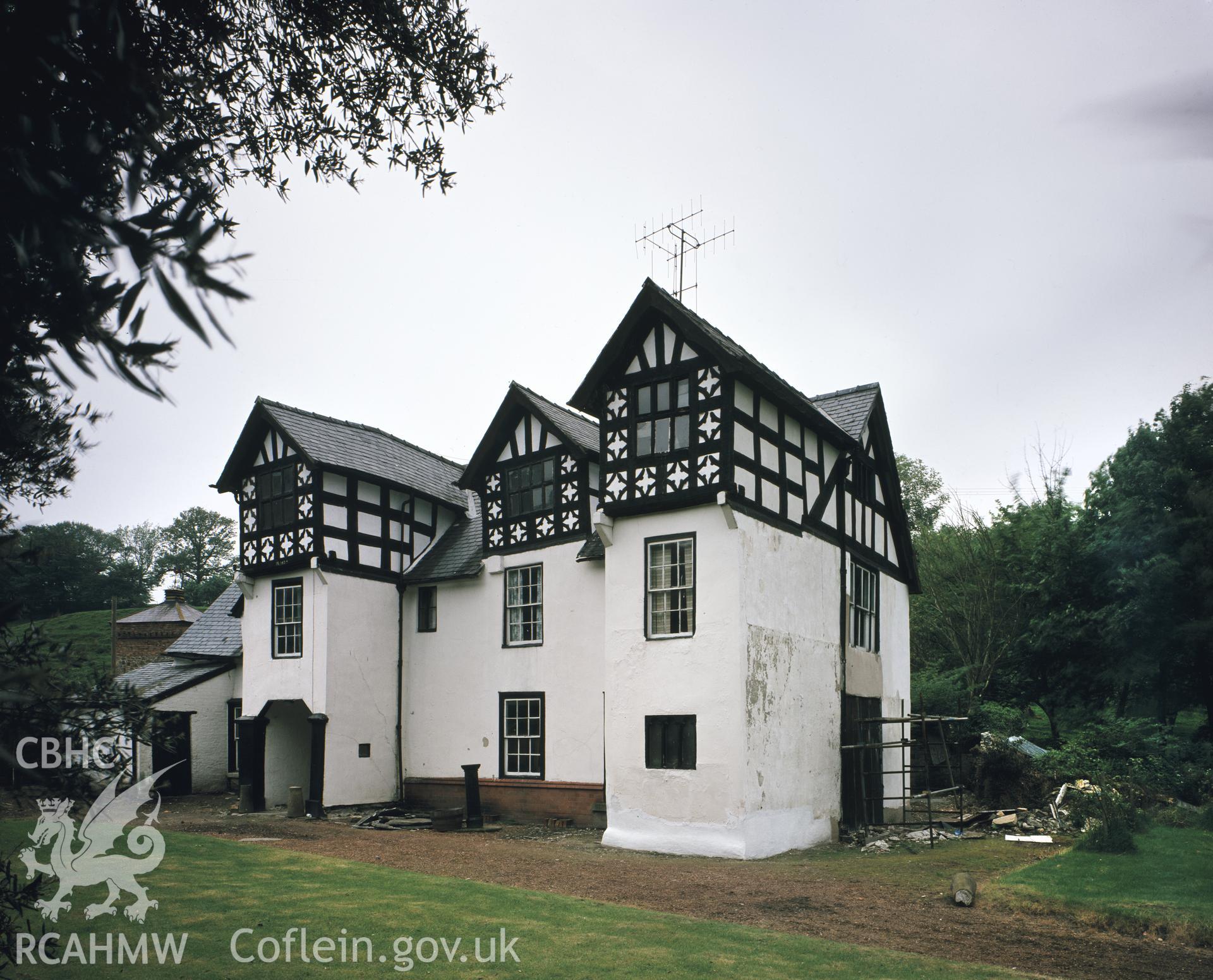 RCAHMW colour transparency showing general view of Plas yn y Pentre, Llangollen