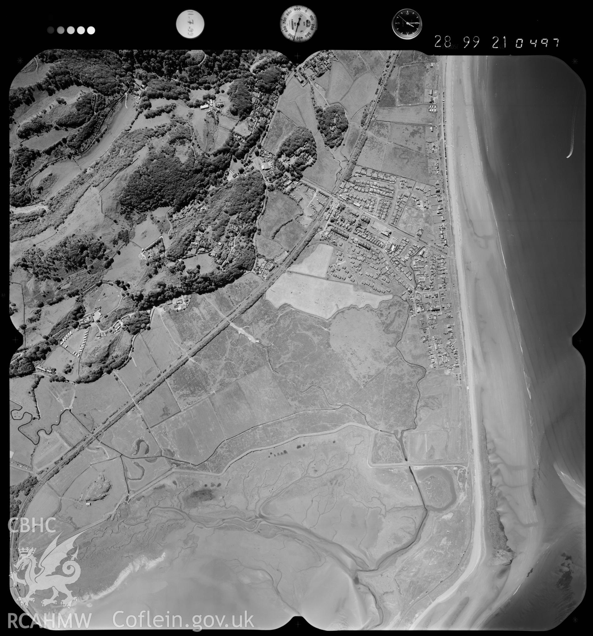 Digitized copy of an aerial photograph showing the Fairbourne area taken by Ordnance Survey,  1999.