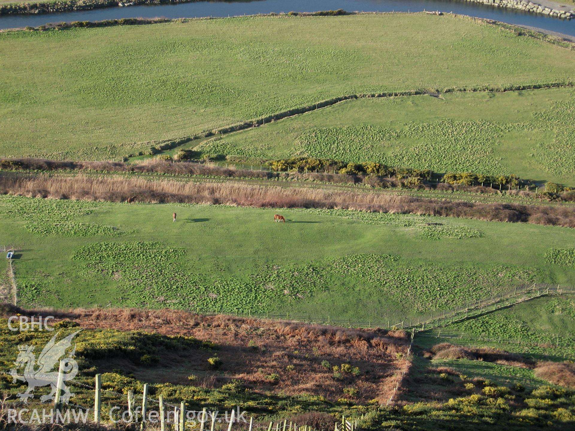 Tanybwlch enclosure. Detailed view from north-east from summit of Pen Dinas.