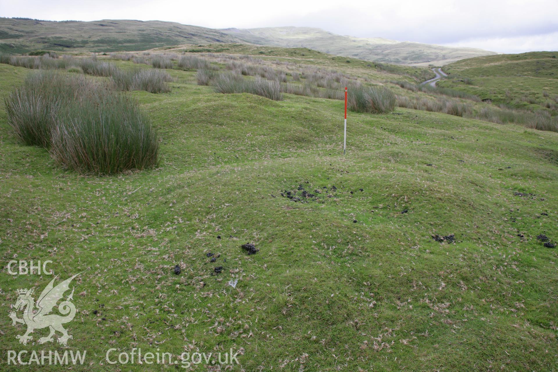 General view of Roman square barrows looking north-east, scale 1m