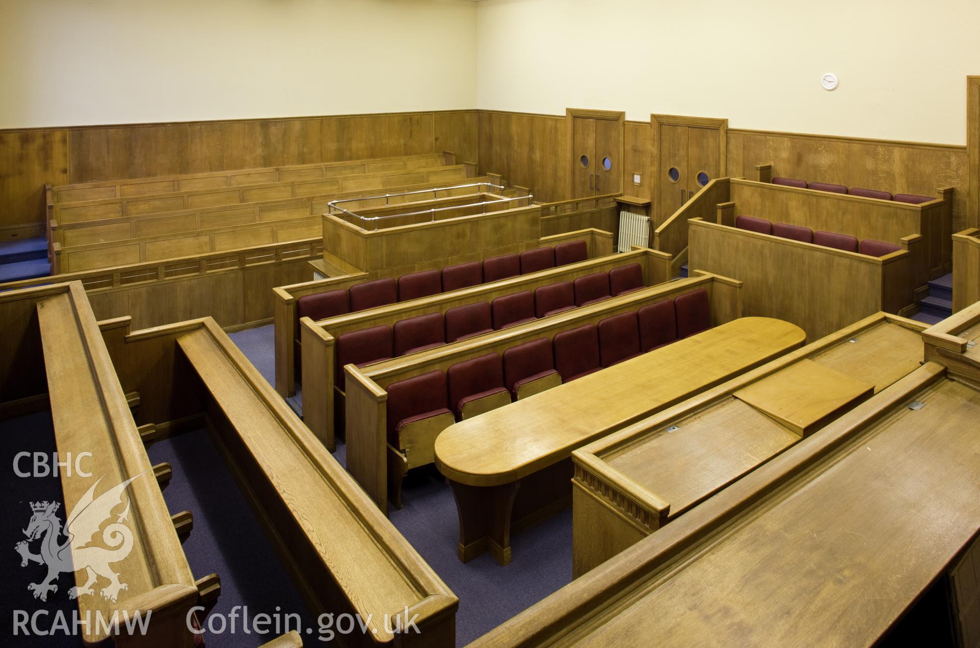 Interior of magistrates court looking west.