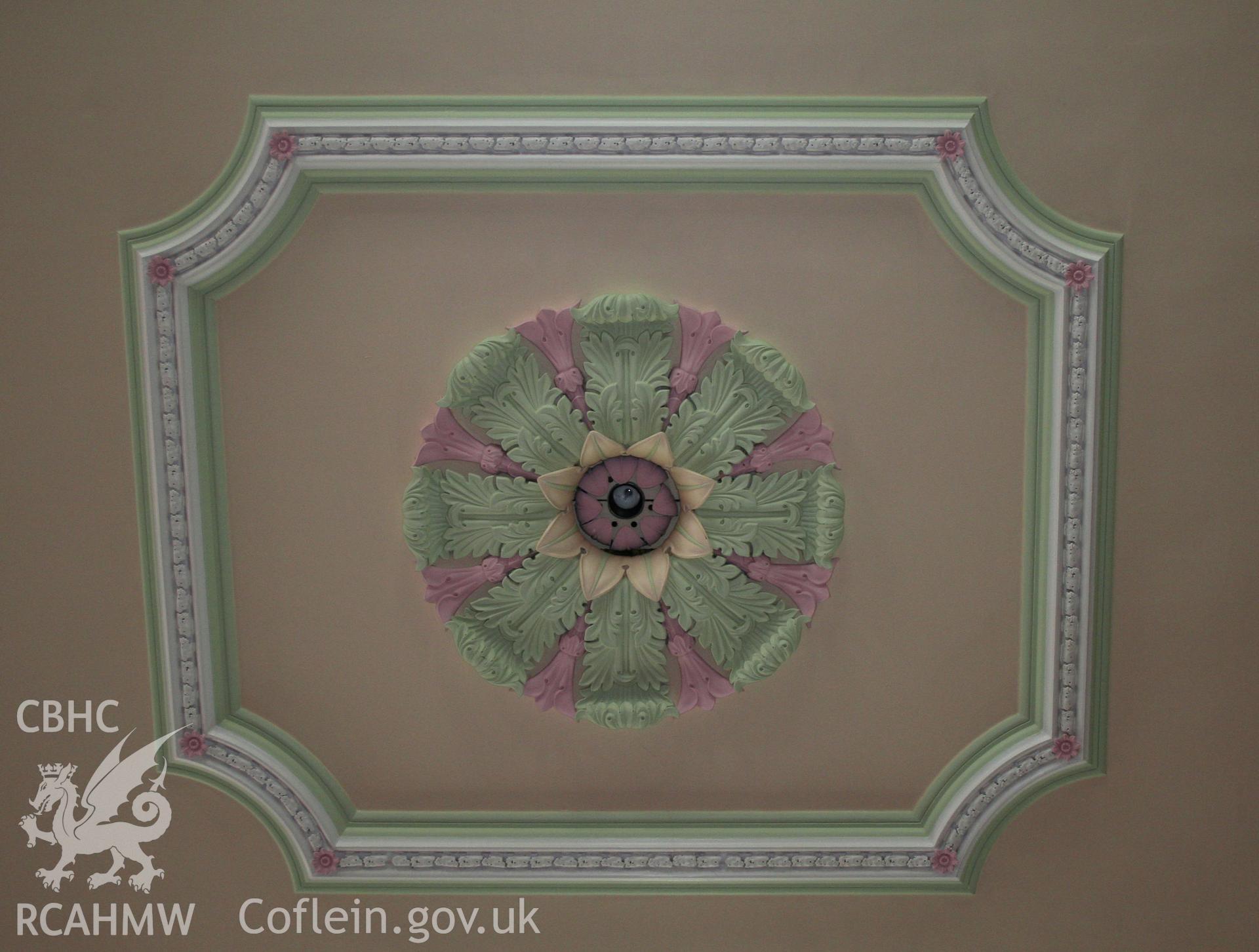 Zion Free Church, detail of ceiling rose in main interior.