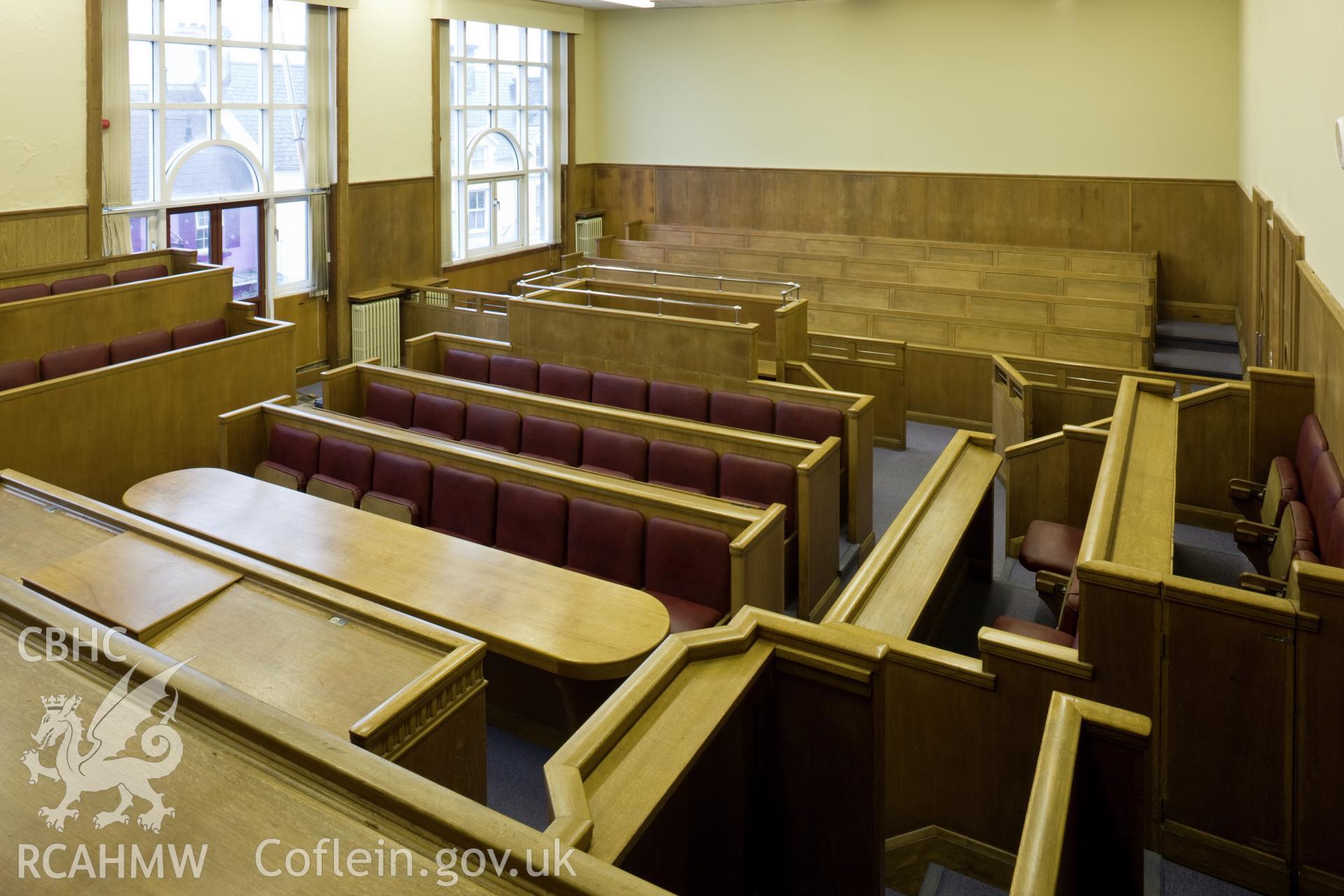 Interior of magistrates court looking west.