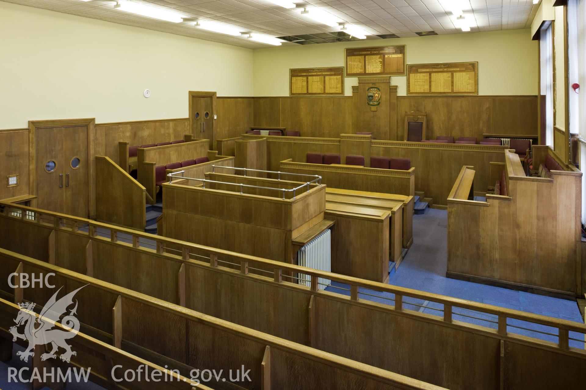 Interior of magistrates court looking east.