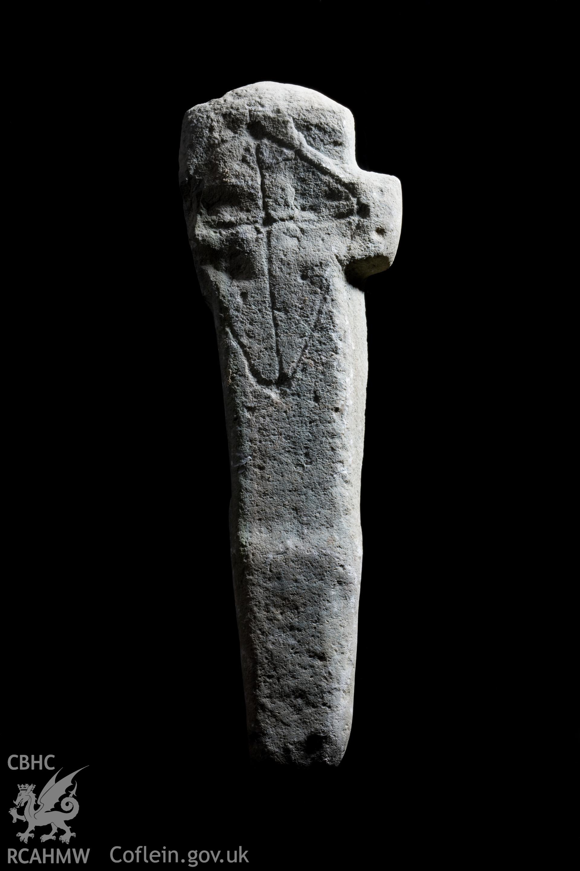 Cross carved stone found in graveyard. (2008)