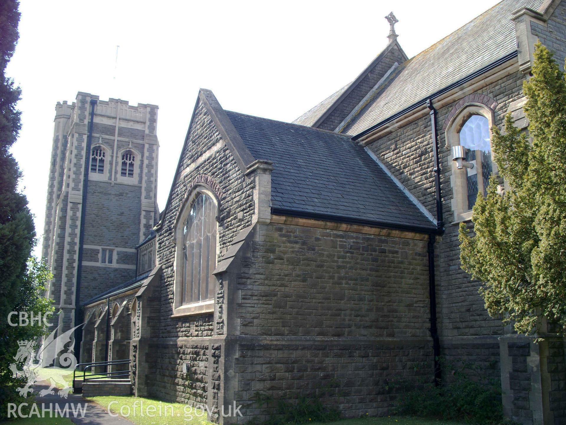 South-east wall of the church & the tower from the east.