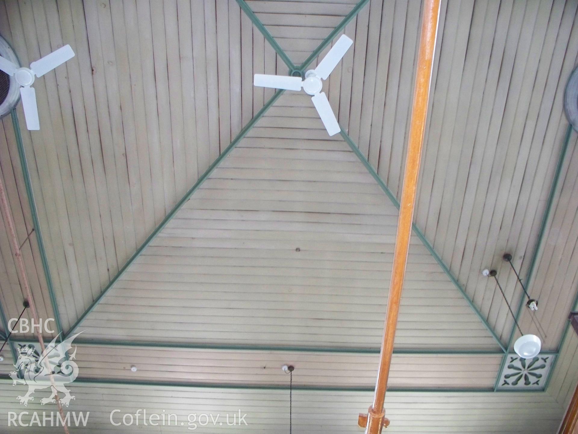 Thomas Thomas type wooden-boarded ceiling.