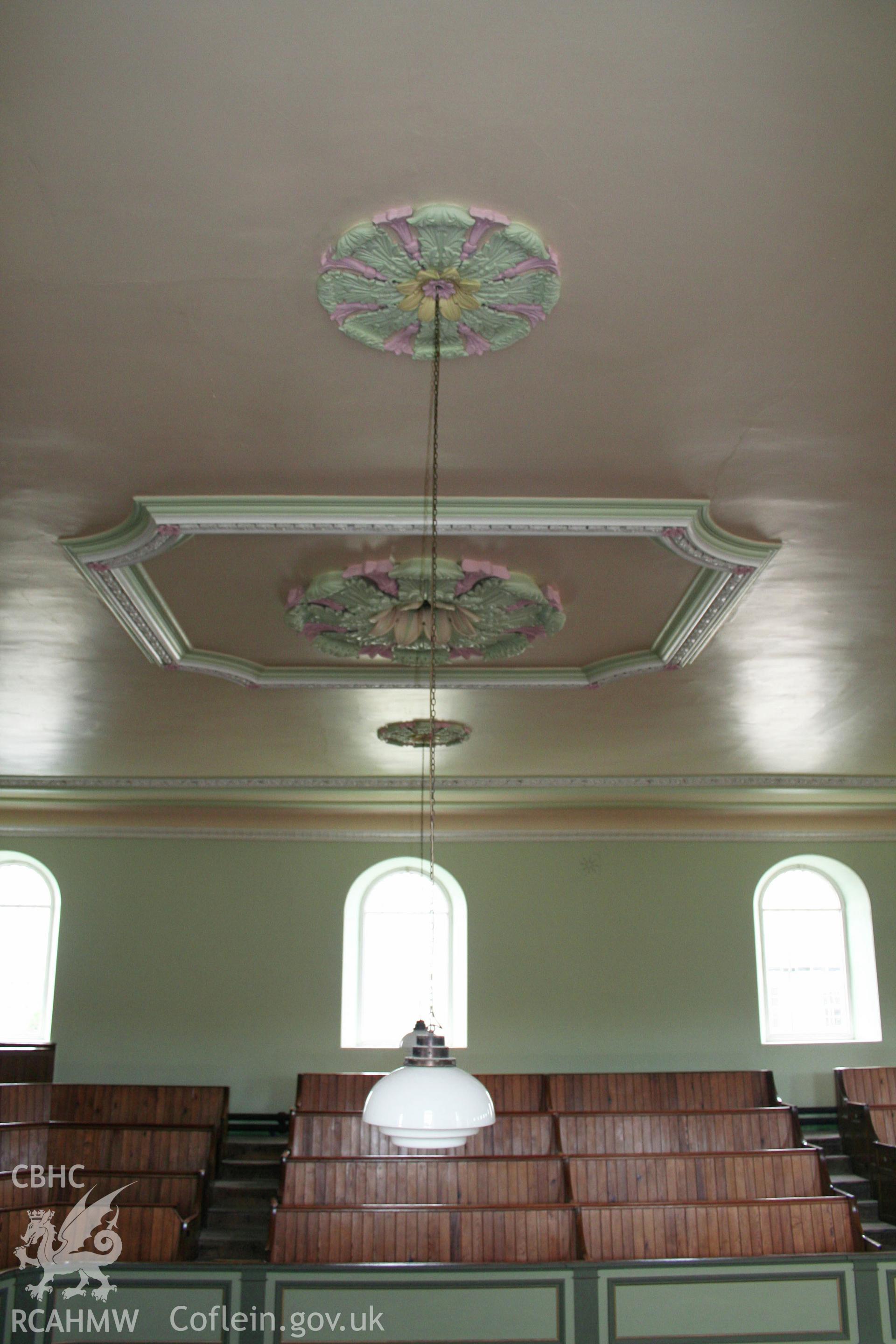 Zion Free Church, detail of light fittings in main interior.