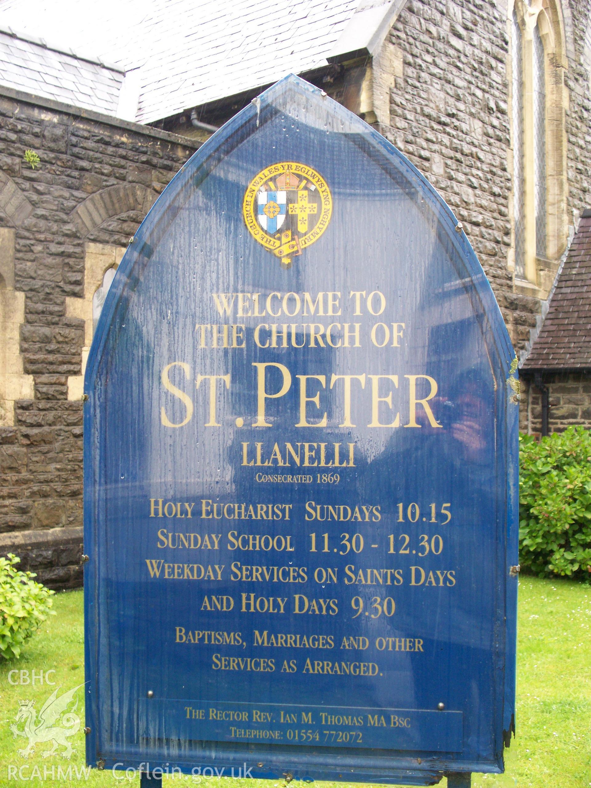 Order of service board by Paddock Street entrance on the NW.