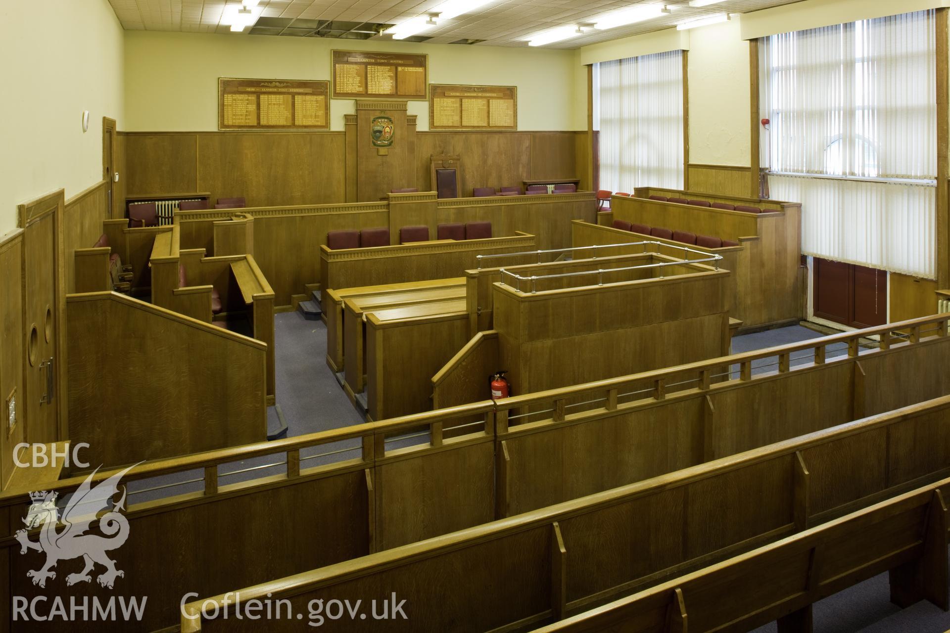 Interior of magistrates court looking east.