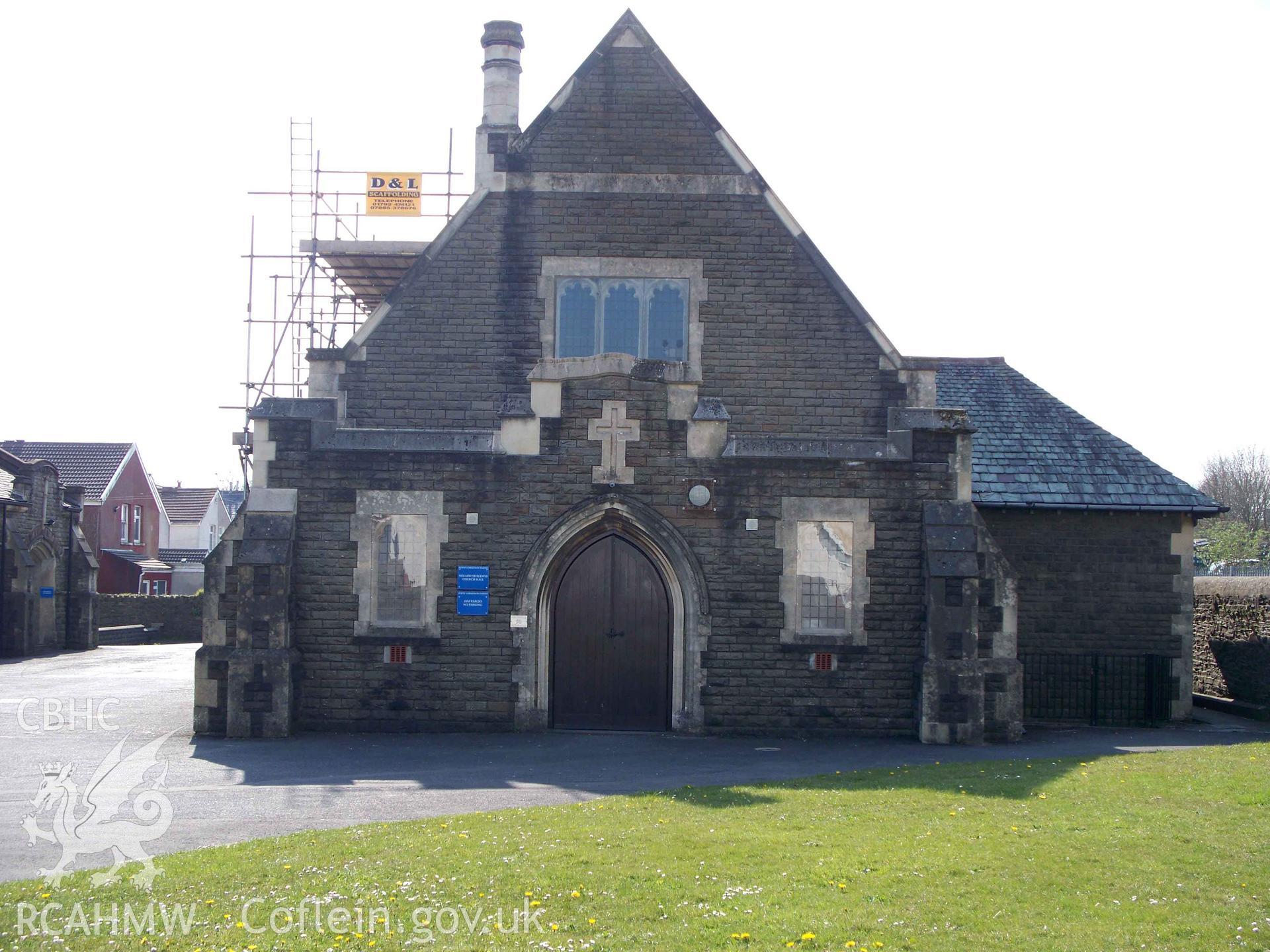 North-east entrance front of church hall.