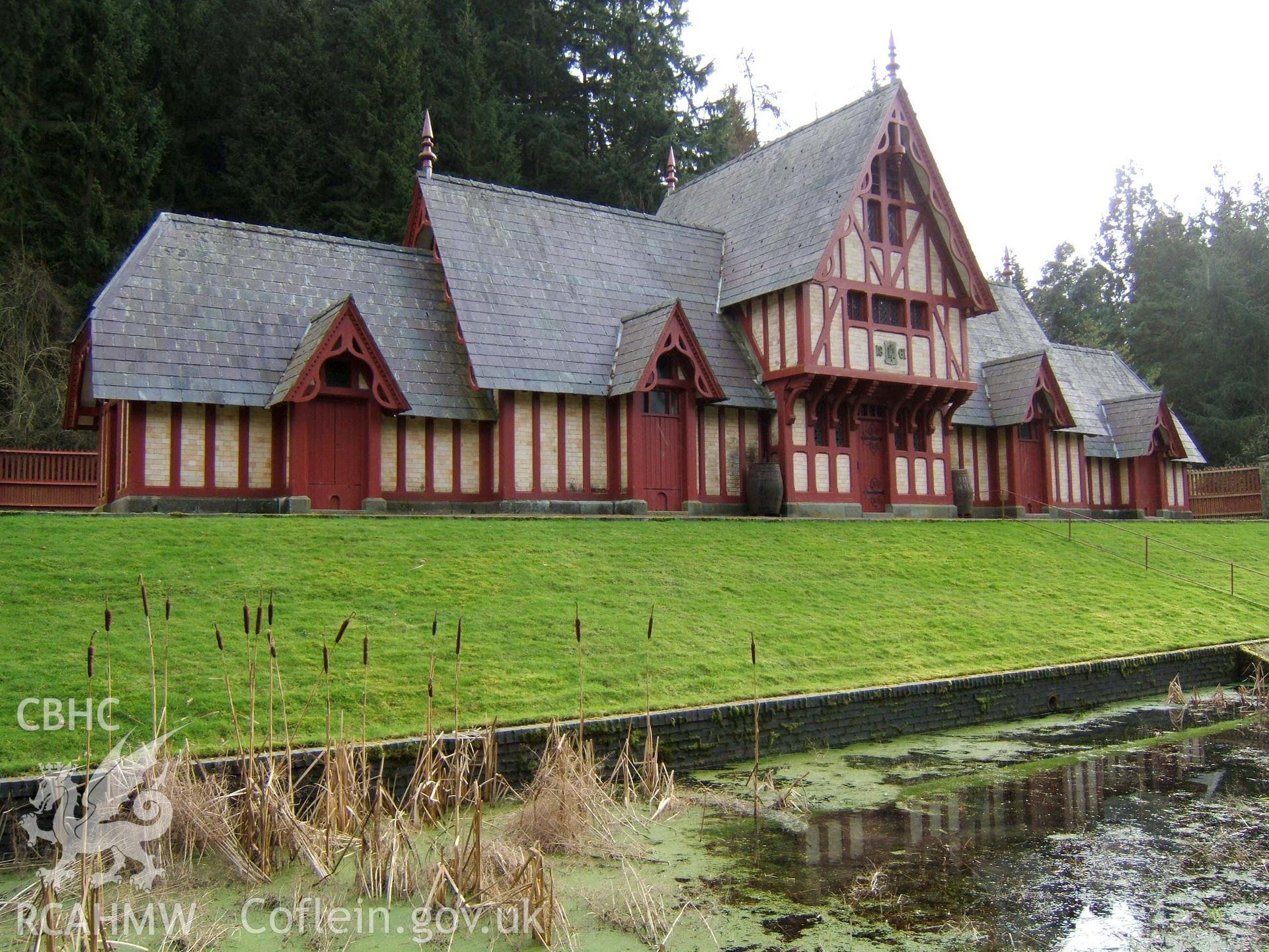 Waterfowl-pond with poultry house beyond from the north-west.