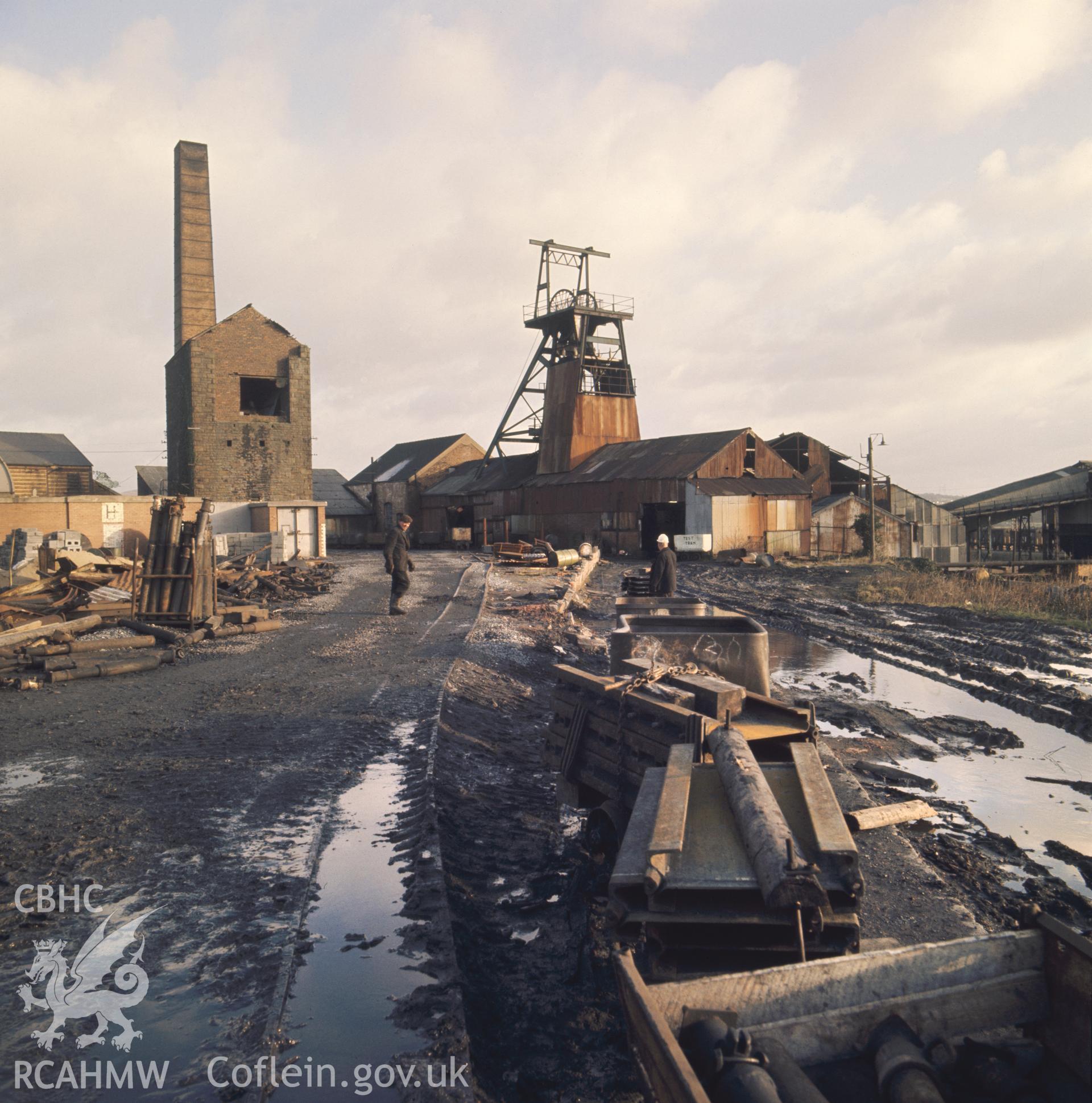 1 colour transparency showing general view of Morlais Mine, Llangennech, undated; collated by the former Central Office of Information.