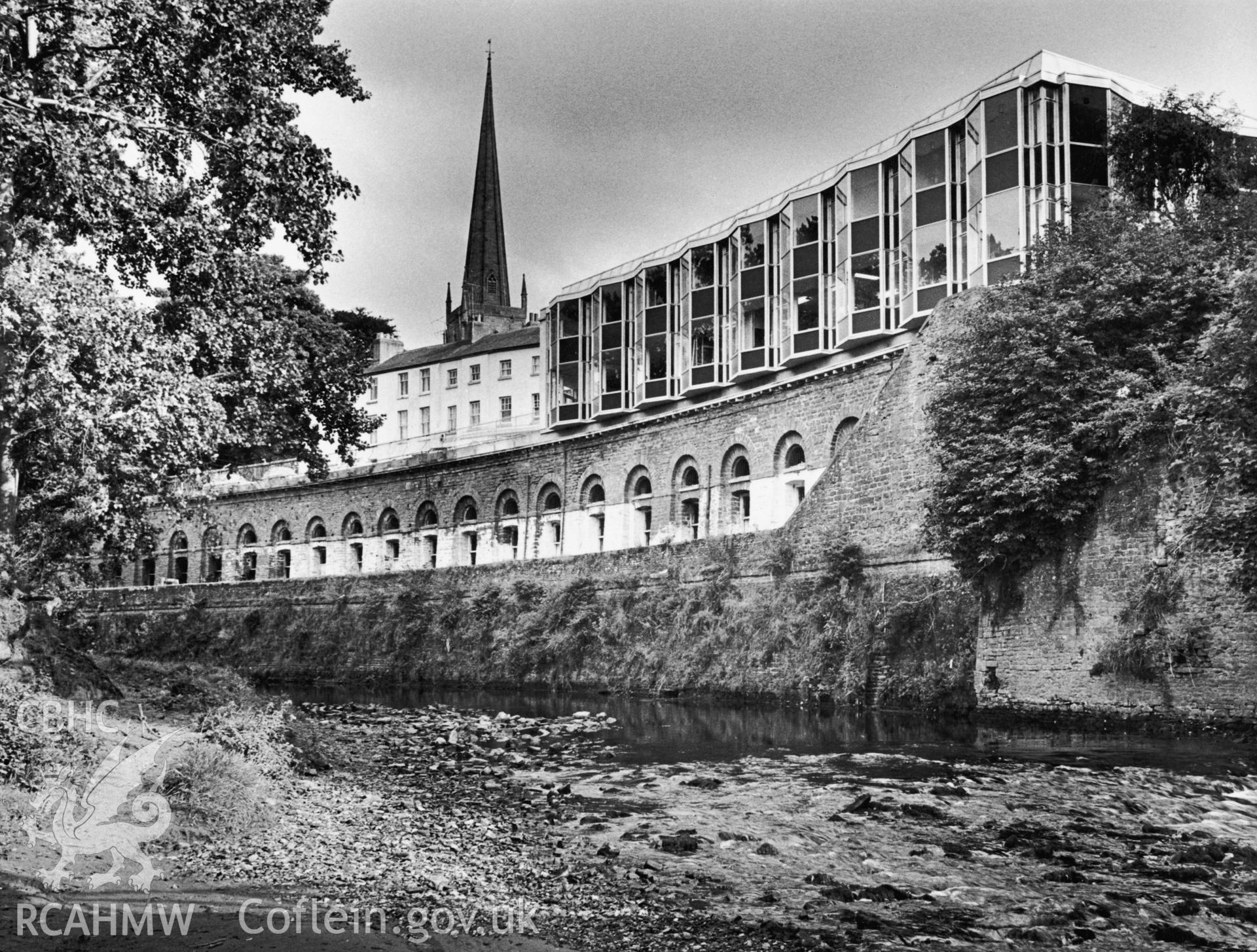 1 b/w print showing the rear elevation of Monmouth Museum when new; collated by the former Central Office of Information.