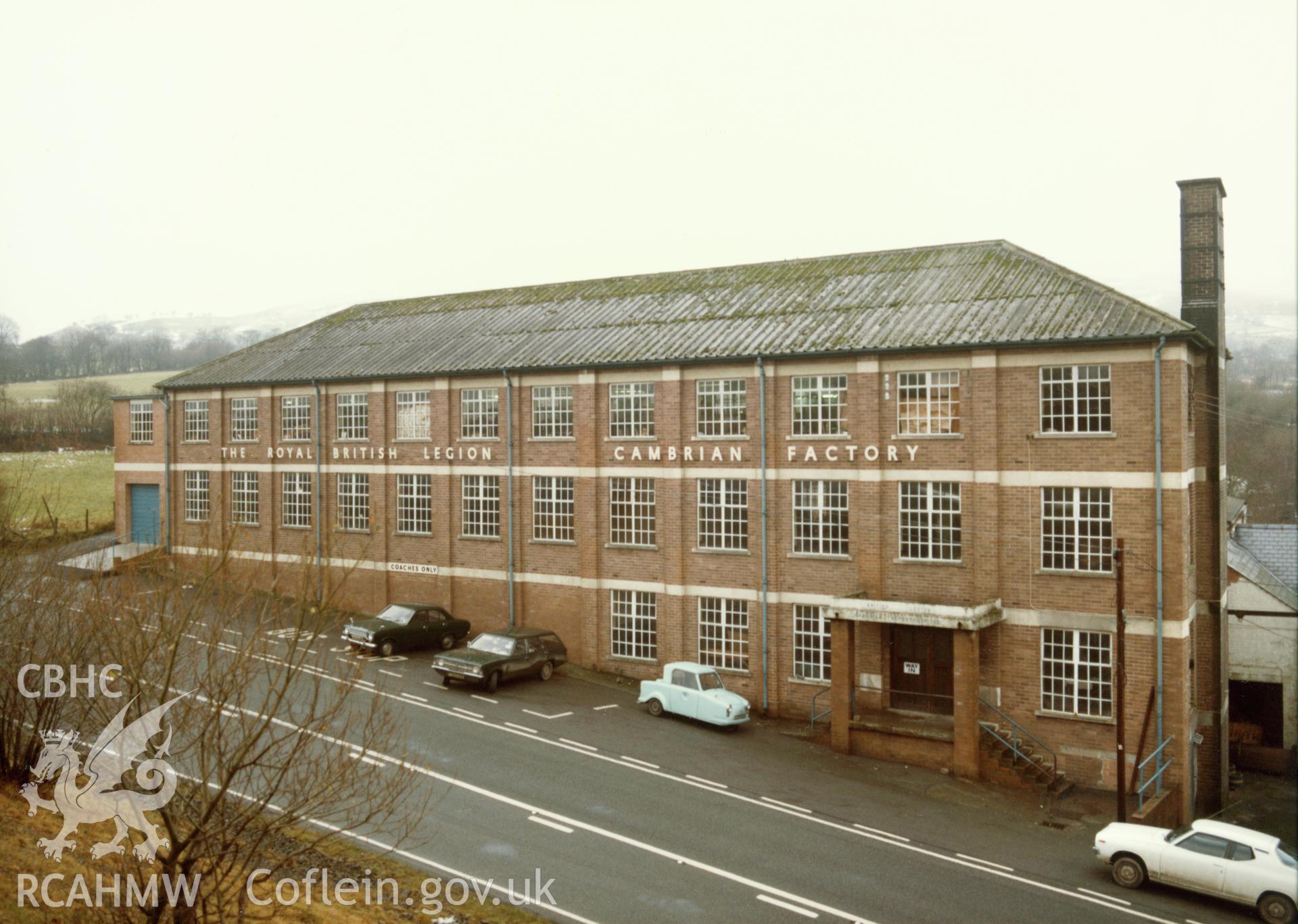 1 b/w print showing view the Cambrian Factory, Llanwrtyd Wells; collated by the former Central Office of Information.