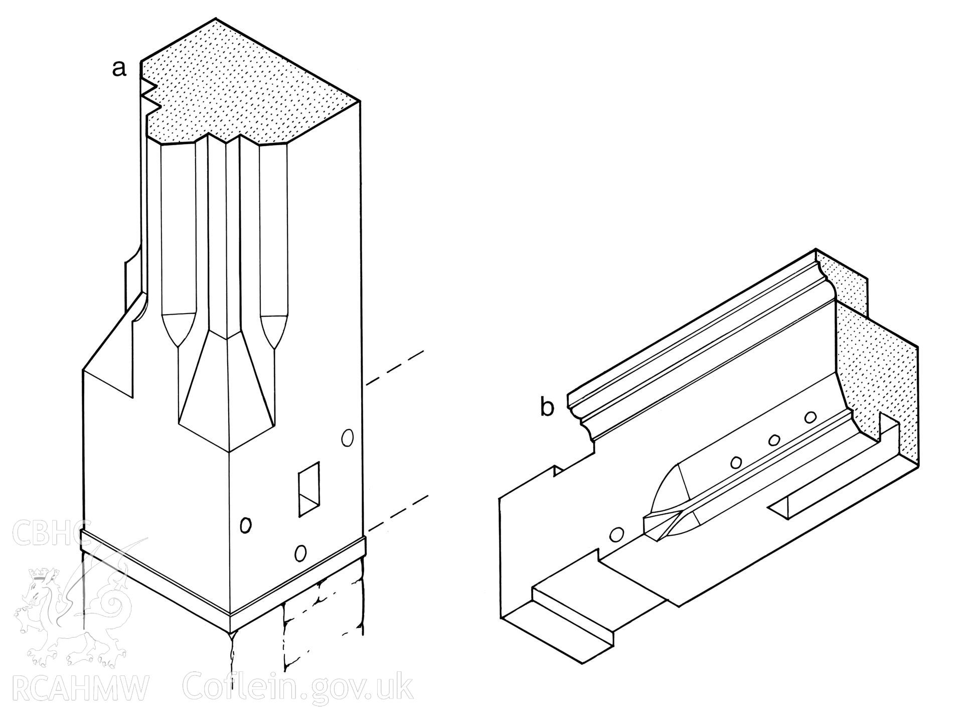 Measured drawing showing detail of beams at Bryndraenog, Bugeildy.