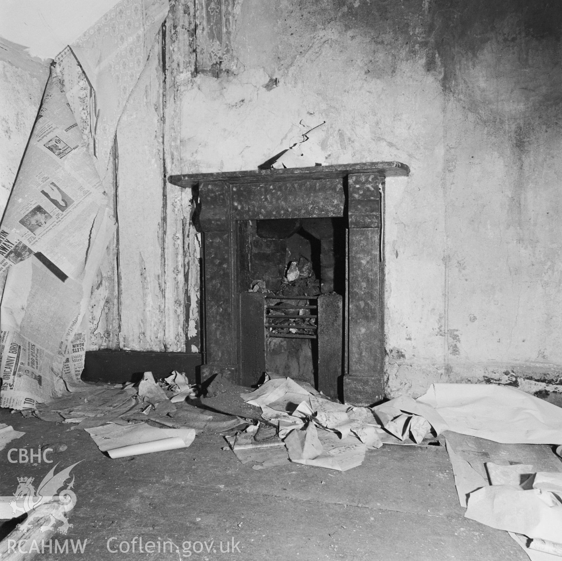 Interior view showing fireplace