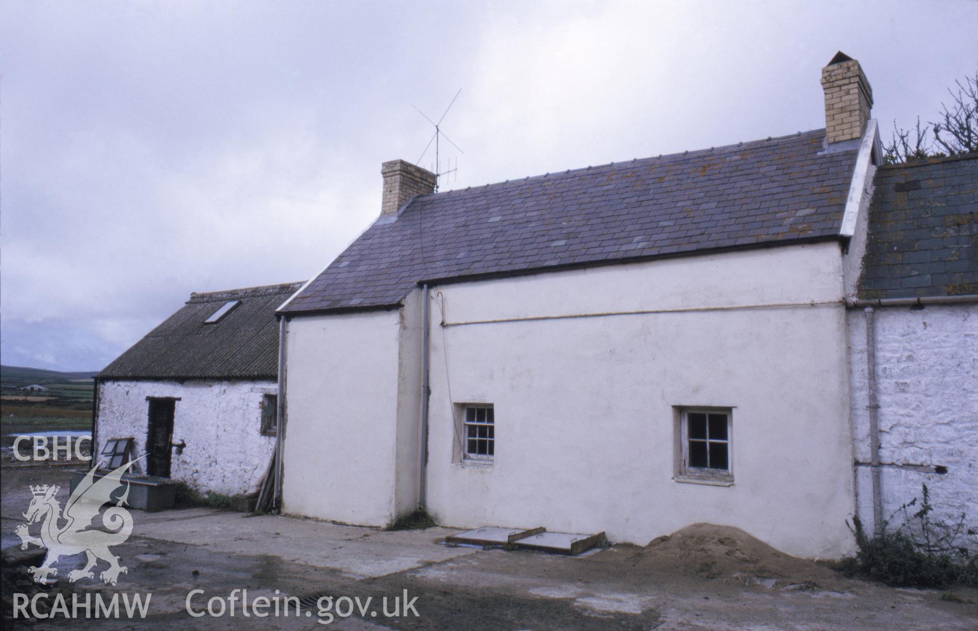 35mm colour slide showing a rear view of Pilton Green Farm, Rhossili, Glamorgan, produced by Harry Brooksby, October 1969.