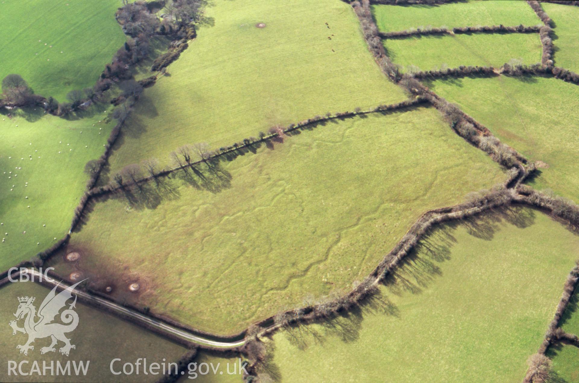 RCAHMW colour oblique aerial photograph of Tan y Coed Practice Trenches, Beaumaris taken by RCAHMW 2005